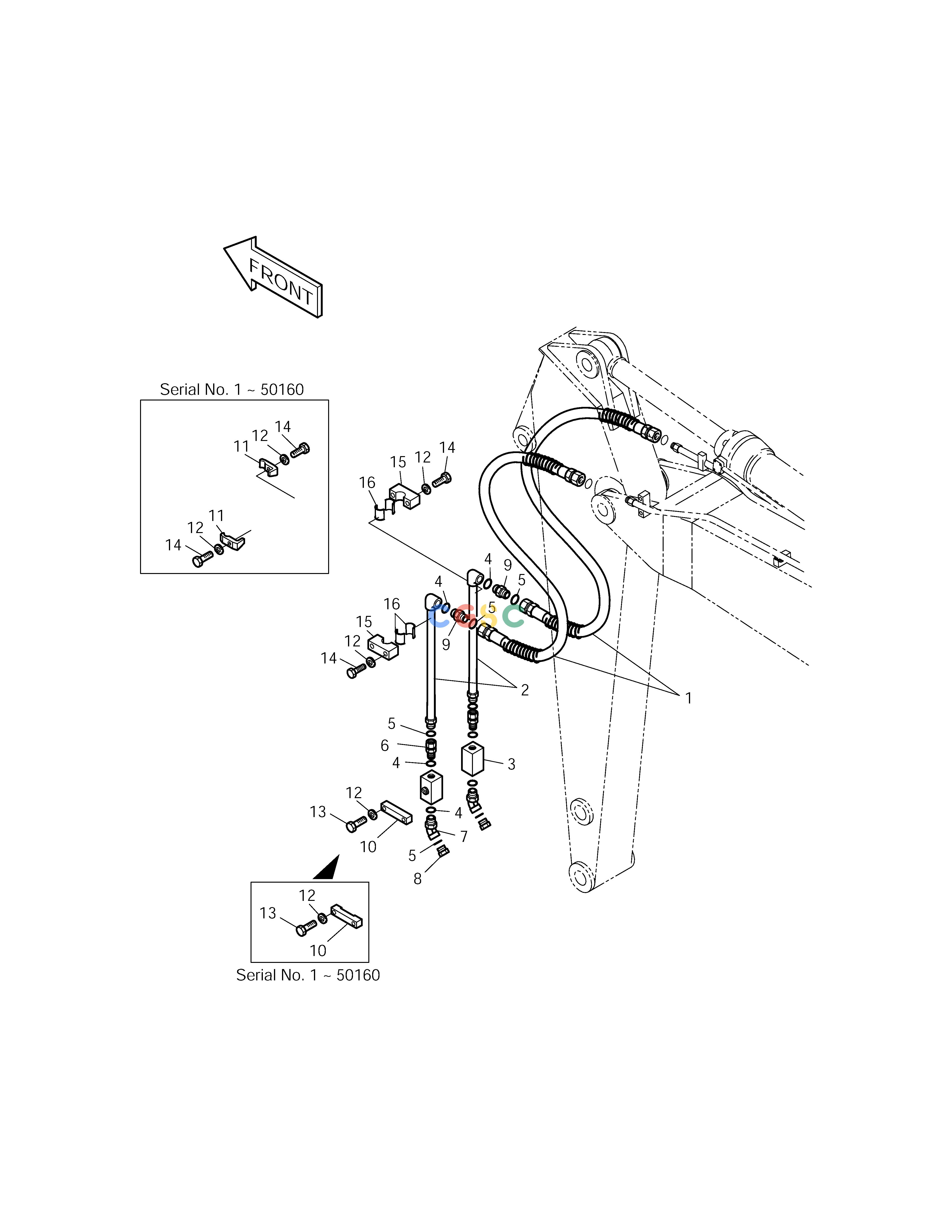 斗山零件查询ARM PIPING-ARM 3.1m(ONE & TWO WAY) SOLAR 170LC-V Doosan parts catalog online
