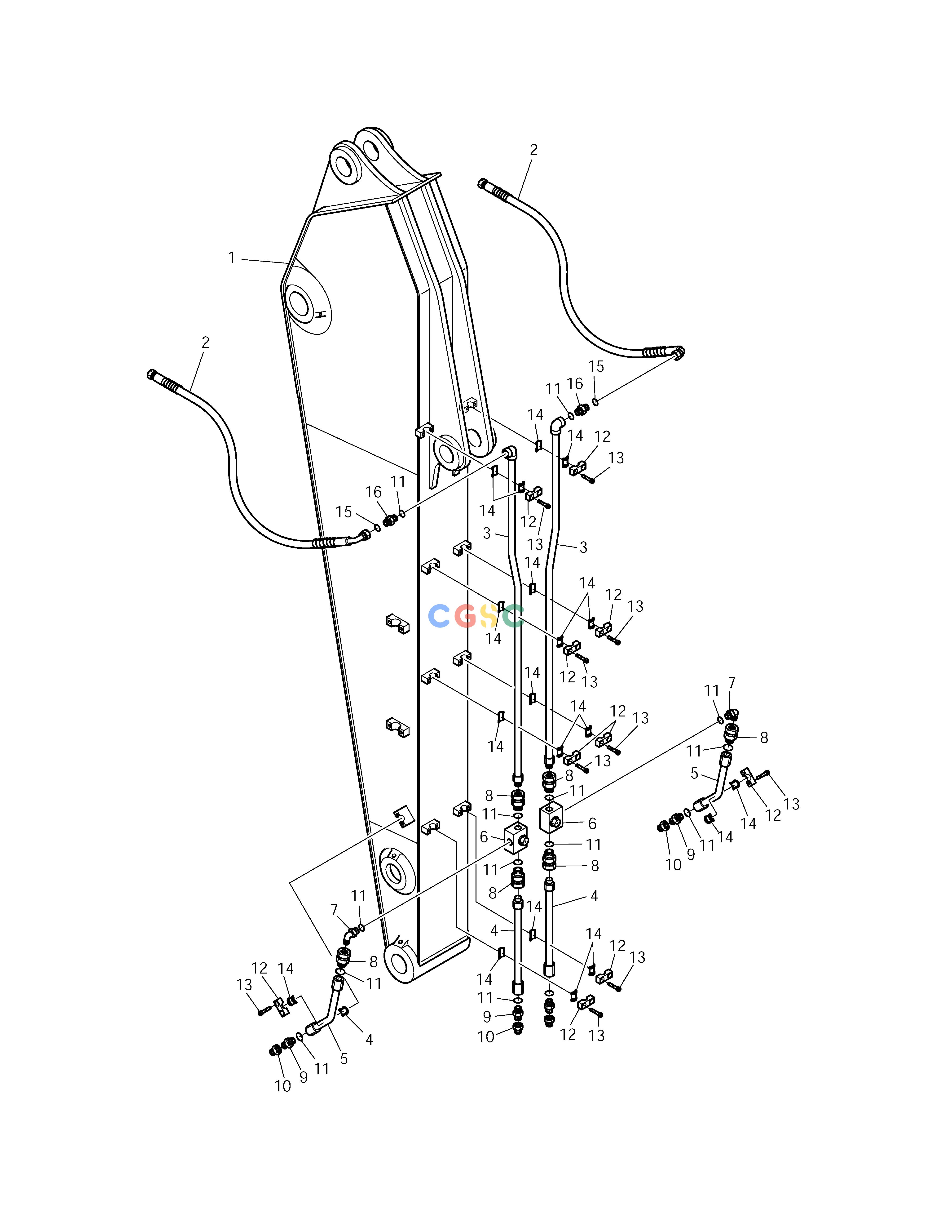 斗山零件查询ARM PIPING(2.6m)-ROTATION & TILTING SOLAR 170LC-V Doosan parts catalog online