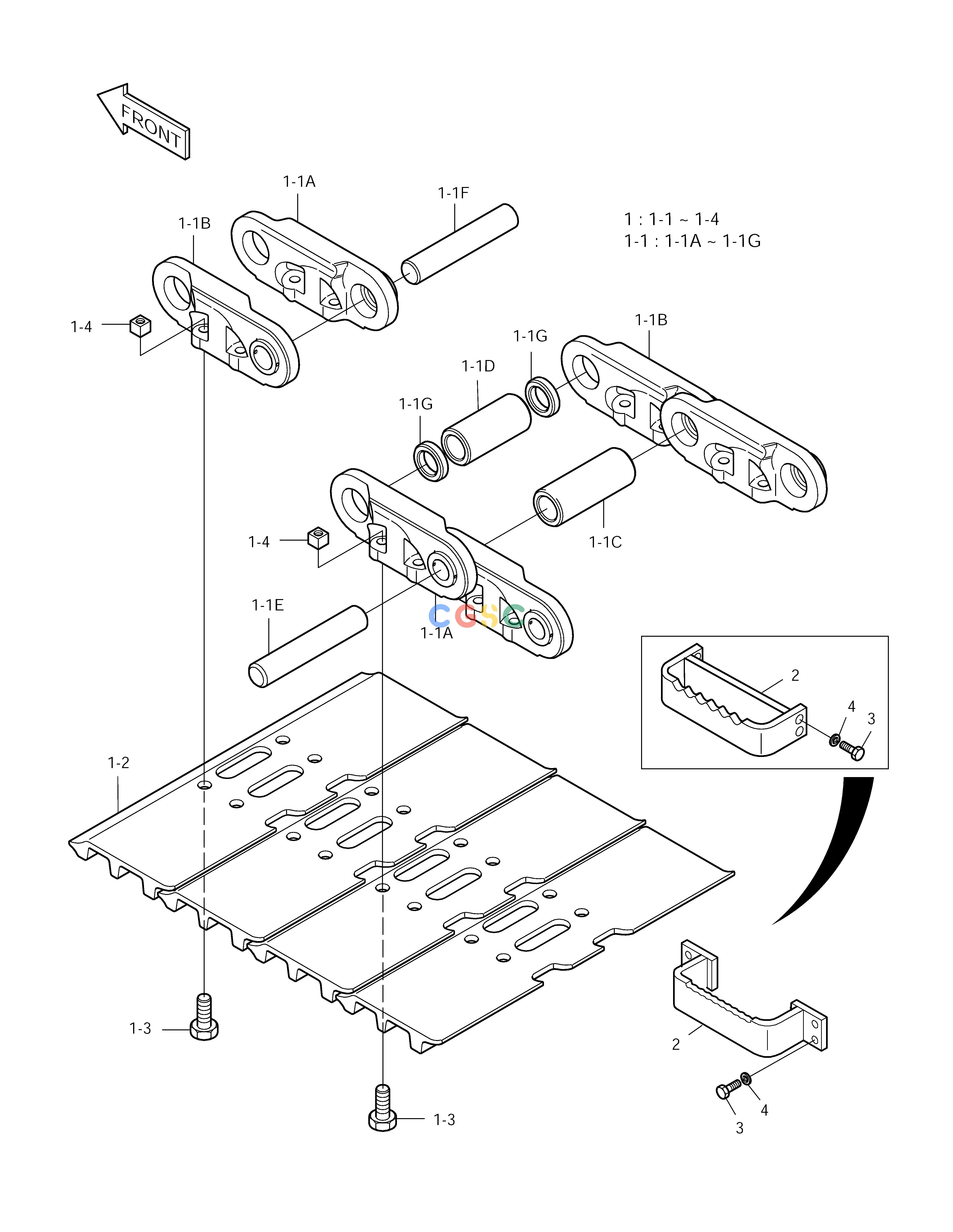 斗山零件查询TRACK SHOE ASS'Y-900G-INTERTRACTOR SOLAR 170LC-V Doosan parts catalog online