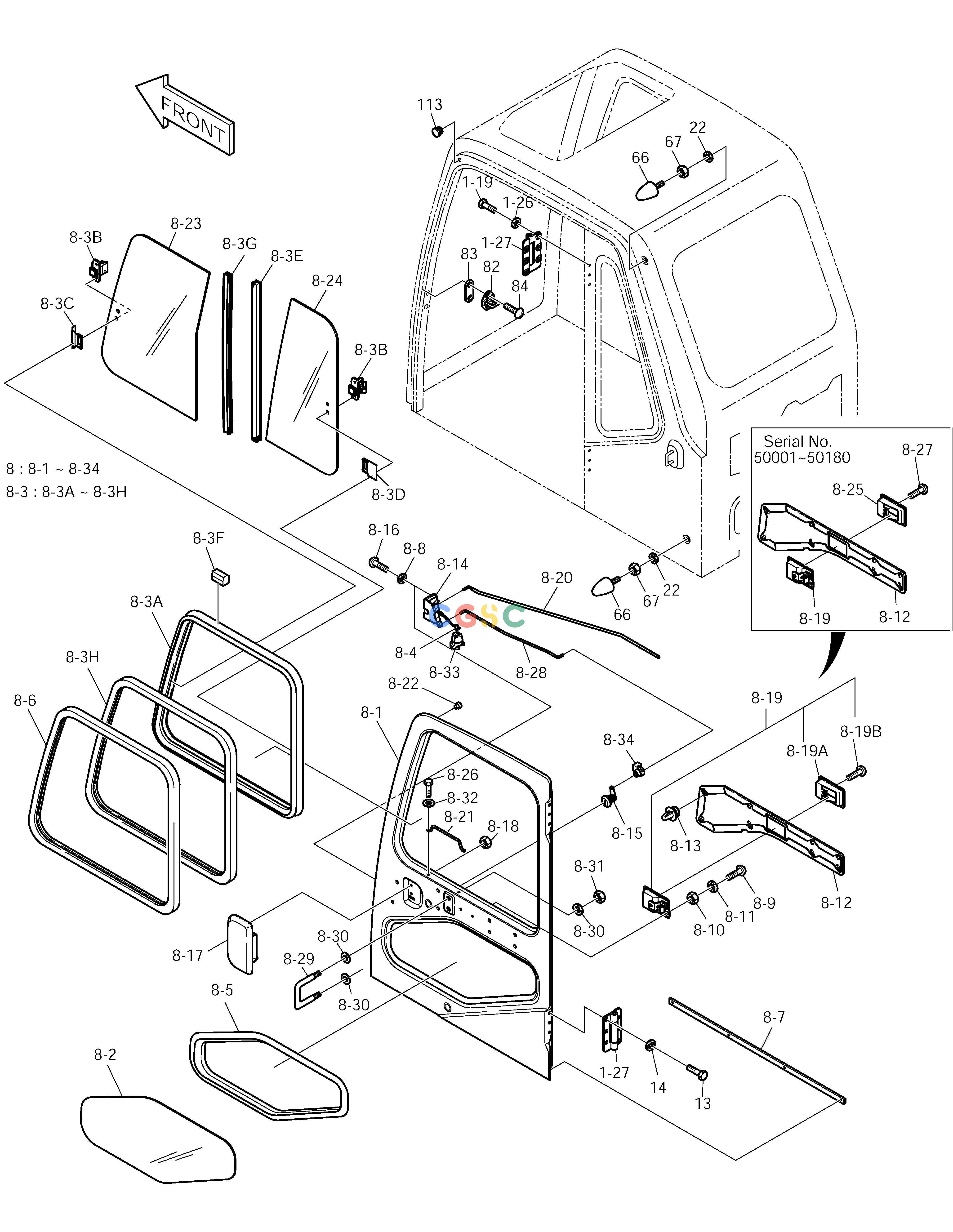 斗山零件查询CABIN(5) SOLAR 255LC-V Doosan parts catalog online