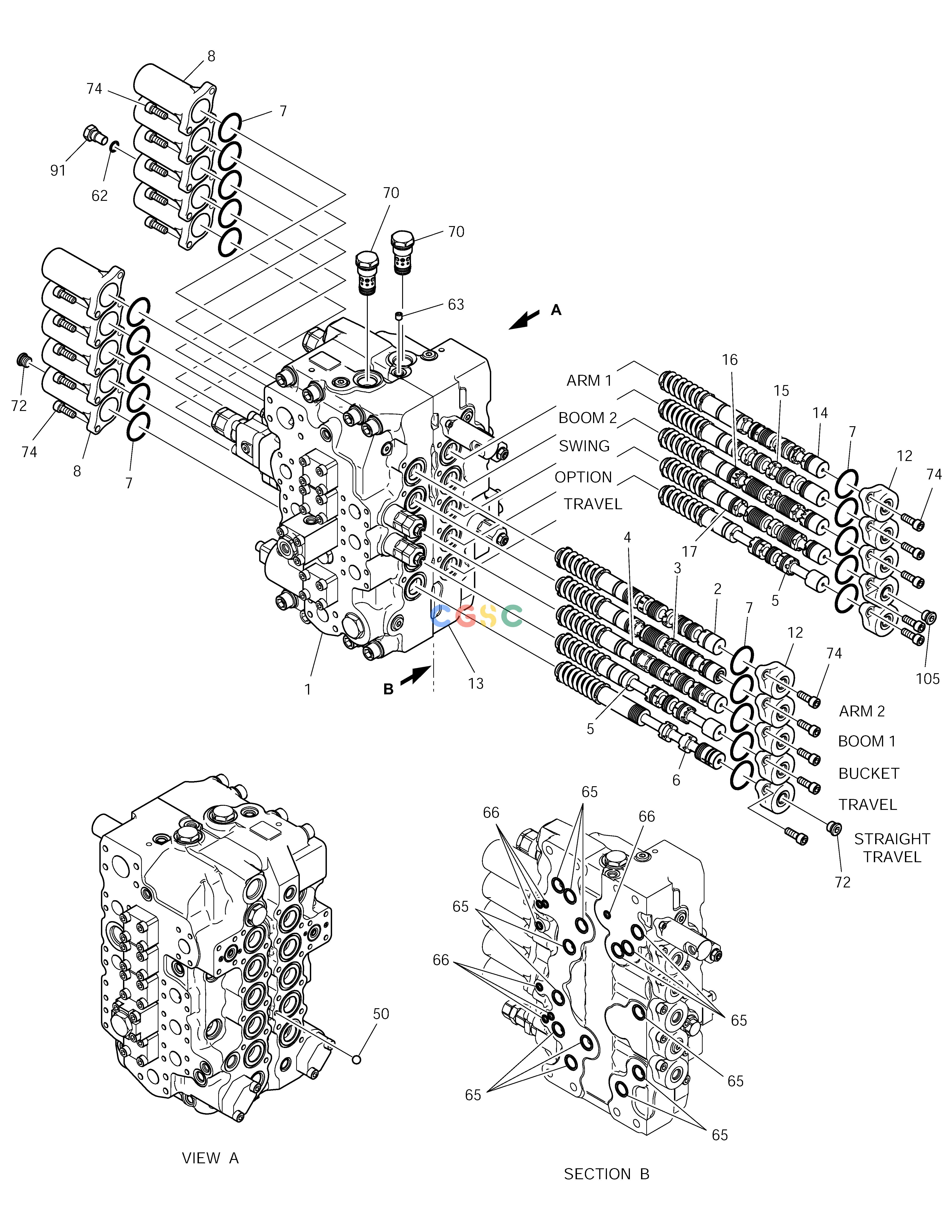 斗山零件查询CONTROL VALVE(2) SOLAR 255LC-V Doosan parts catalog online