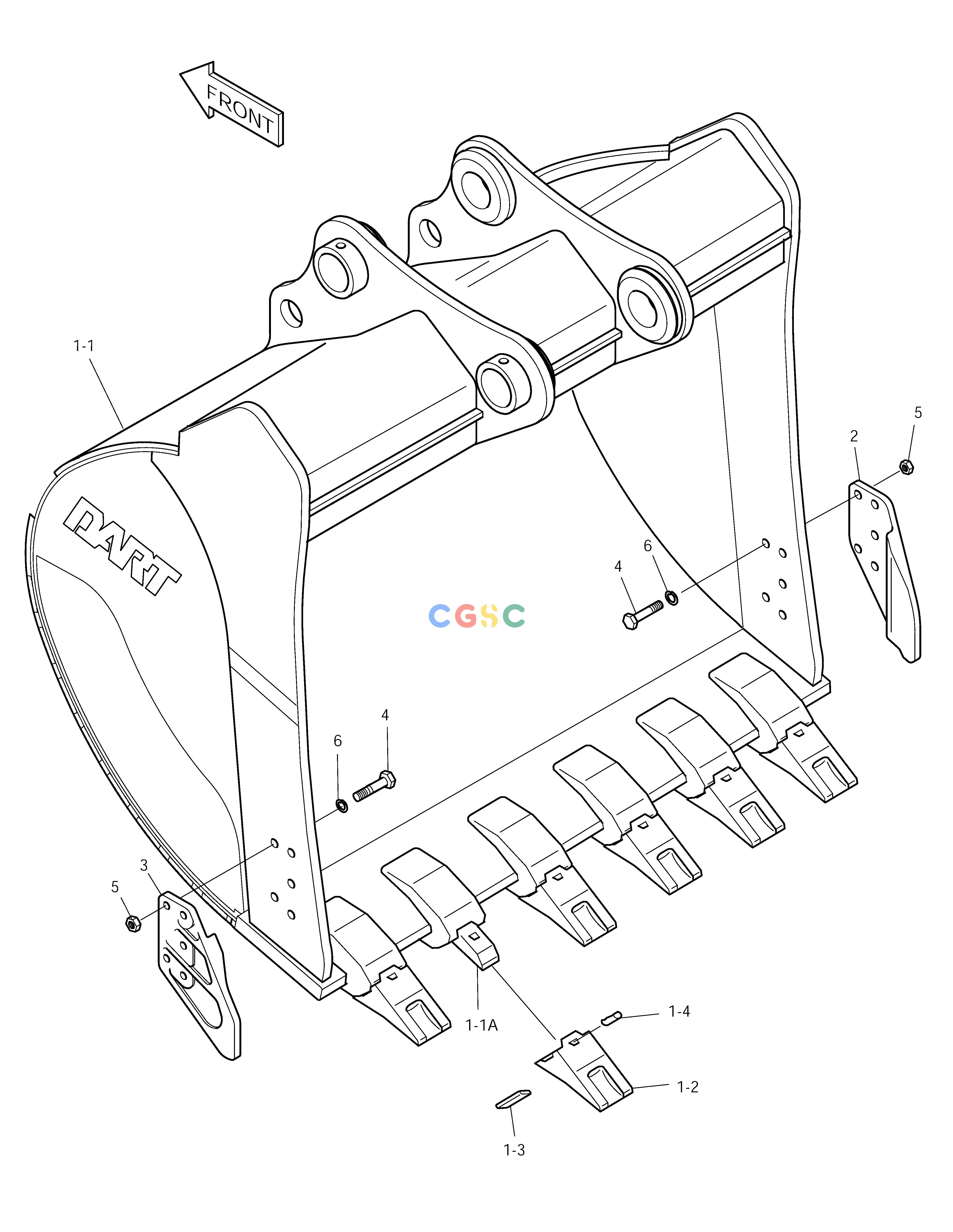 斗山零件查询BUCKET-1.17㎥(57")-VERTICAL PIN SOLAR 255LC-V Doosan parts catalog online