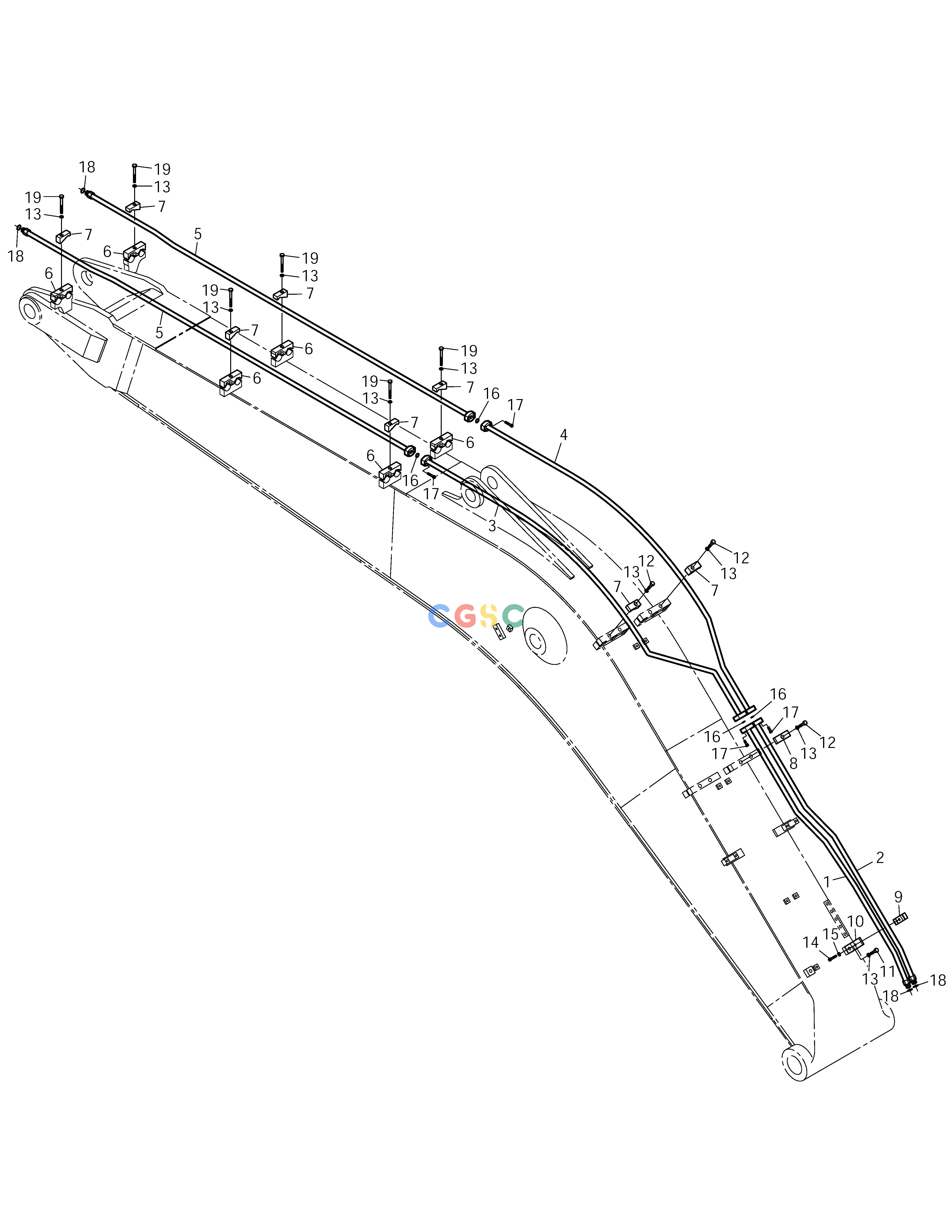 斗山零件查询BOOM PIPING-ROTATION & TILTING SOLAR 255LC-V Doosan parts catalog online