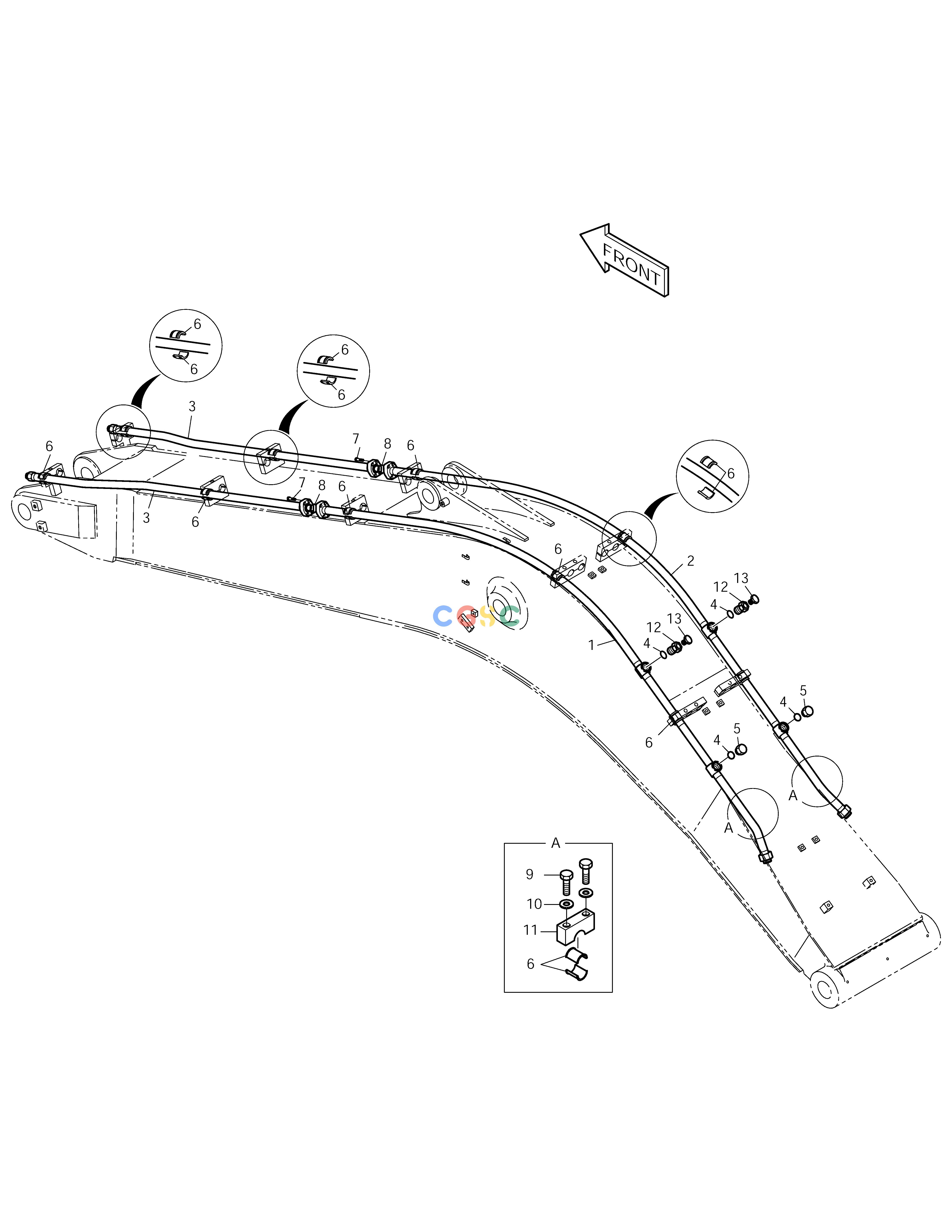 斗山零件查询BOOM PIPING-BOOM 5.9m(PE3C) SOLAR 255LC-V Doosan parts catalog online