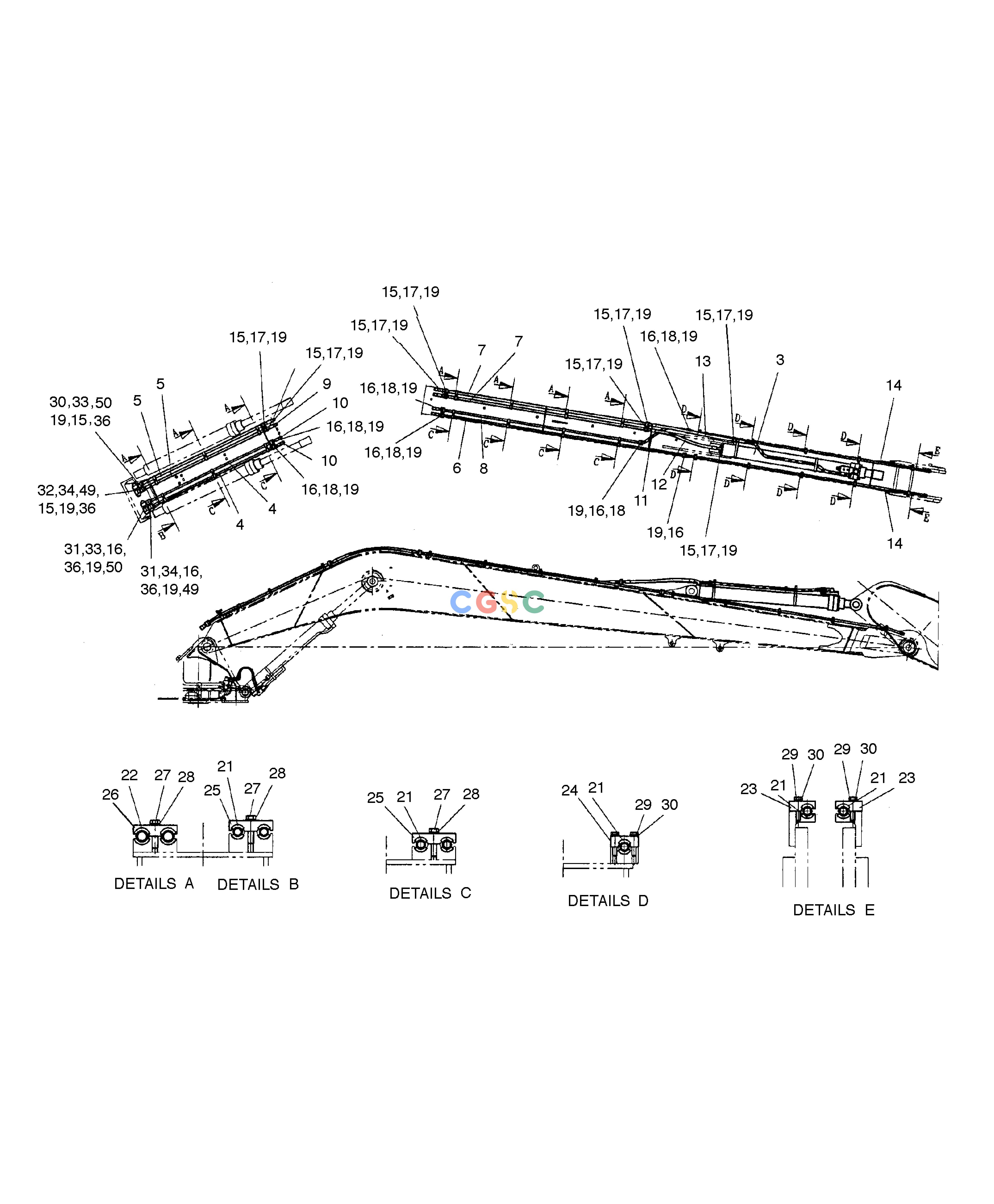 斗山零件查询BOOM PIPING-BOOM 10m SOLAR 255LC-V Doosan parts catalog online