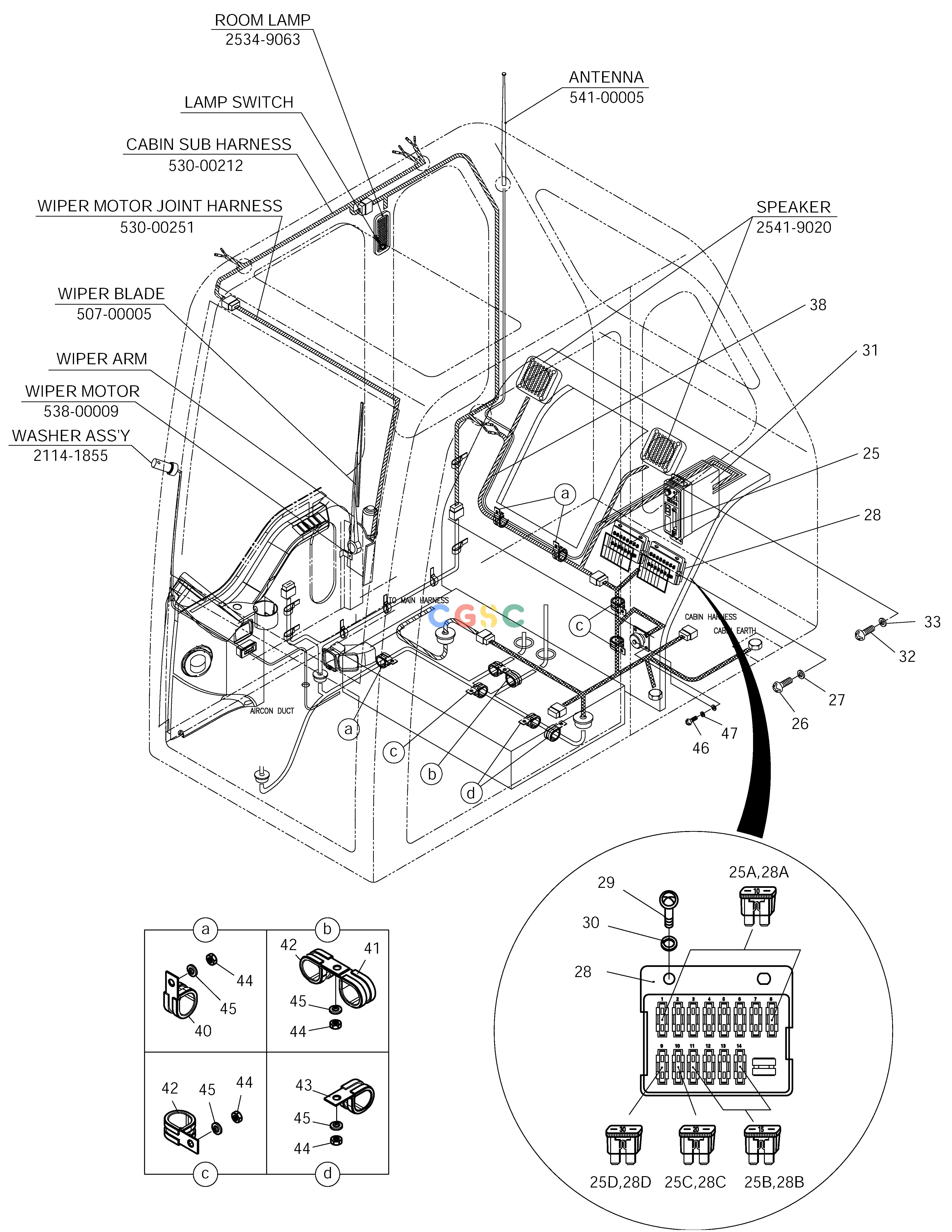 斗山零件查询ELECTRIC PARTS(4)-CABIN SOLAR 210W-V Doosan parts catalog online