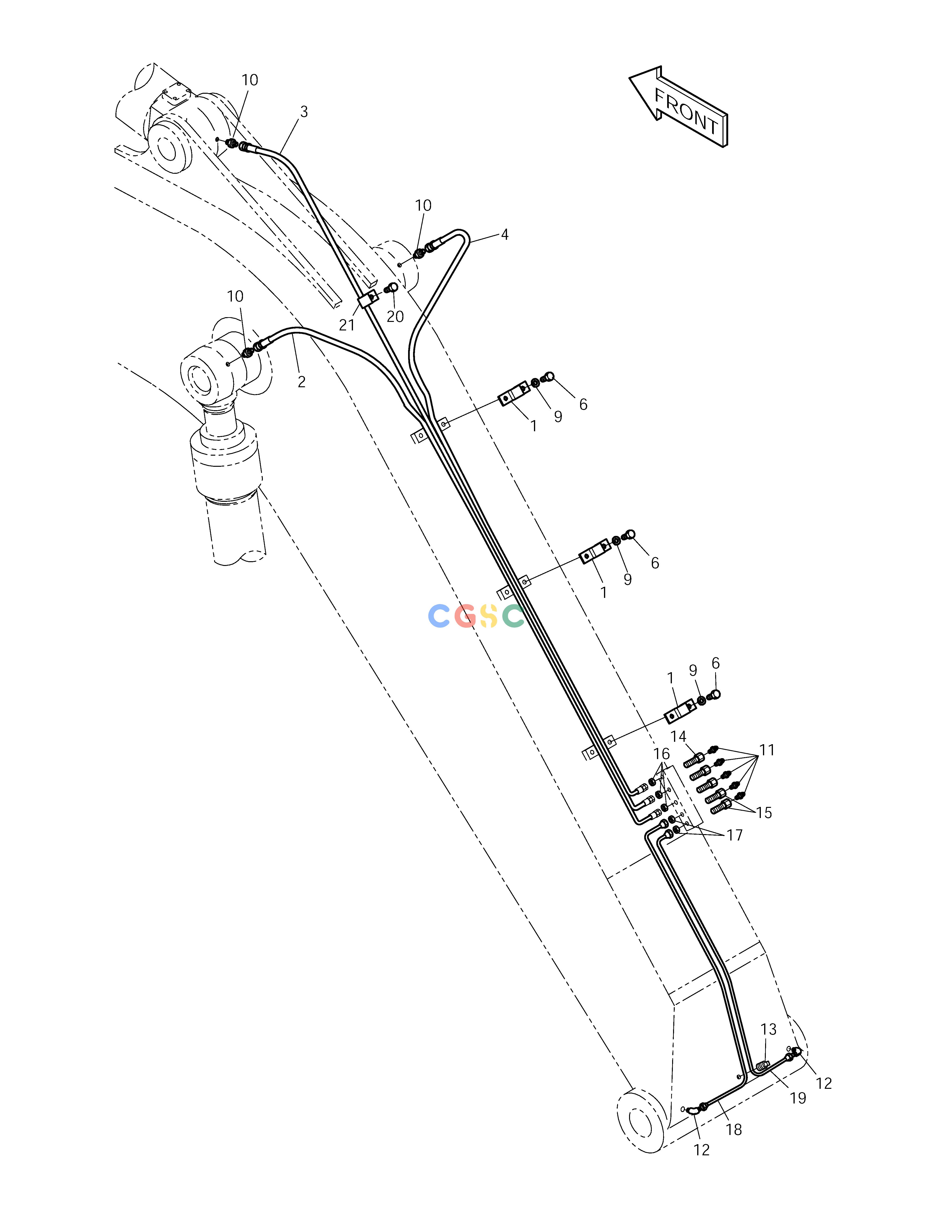 斗山零件查询FRONT LUBRICATOR PIPING SOLAR 210W-V Doosan parts catalog online