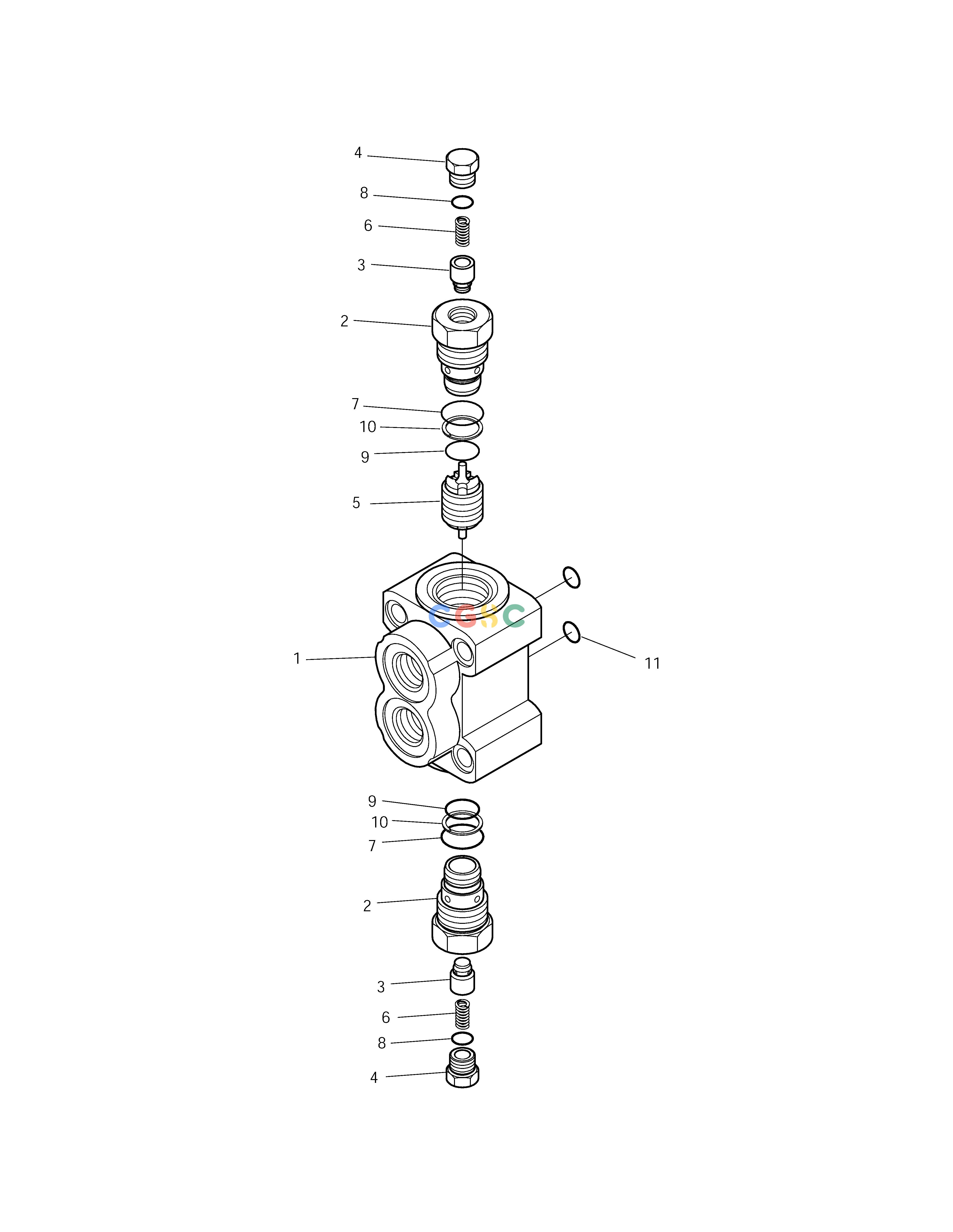 斗山零件查询PILOT CHECK VALVE-OUTRIGGER CYL. SOLAR 210W-V Doosan parts catalog online