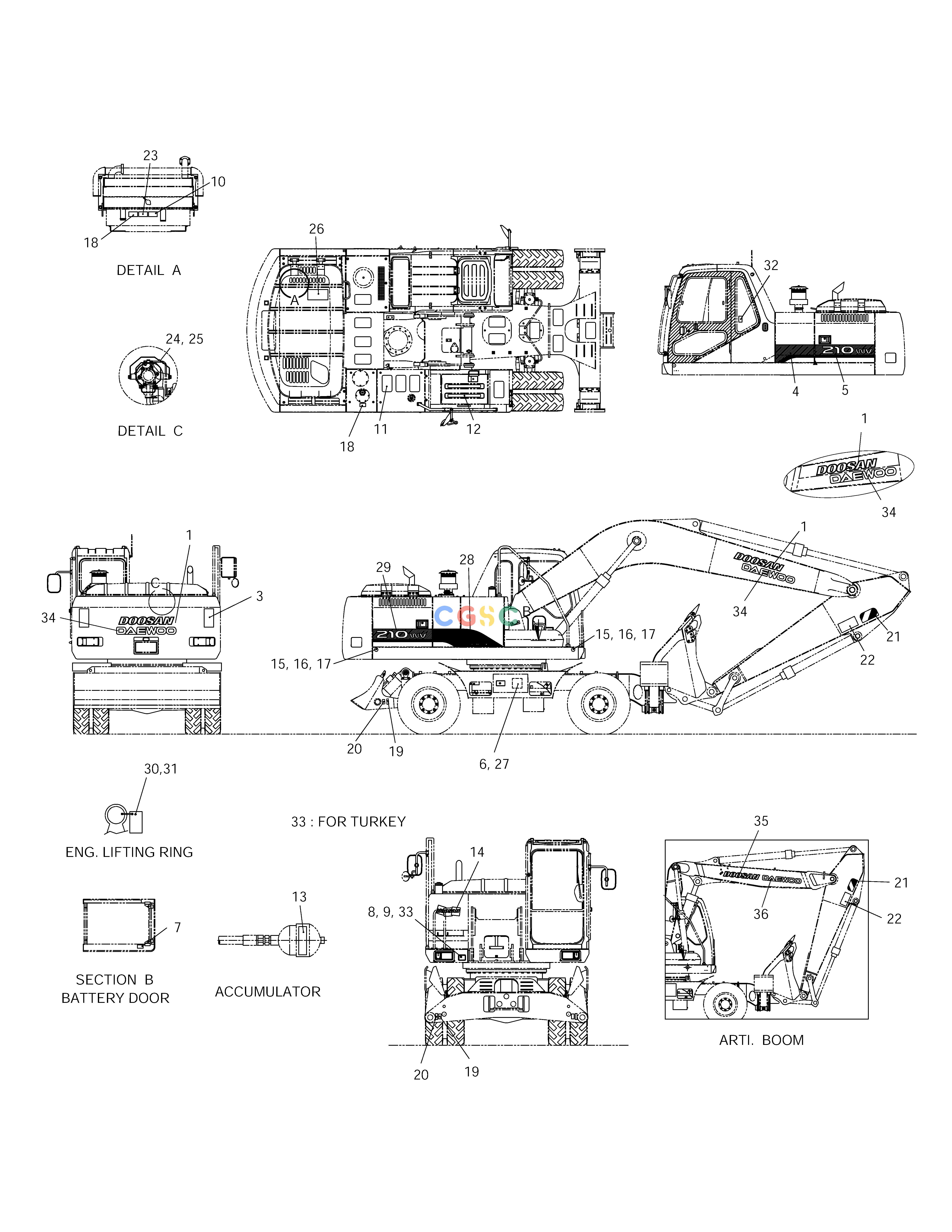 斗山零件查询NAME PLATE-EUROPE SOLAR 210W-V Doosan parts catalog online