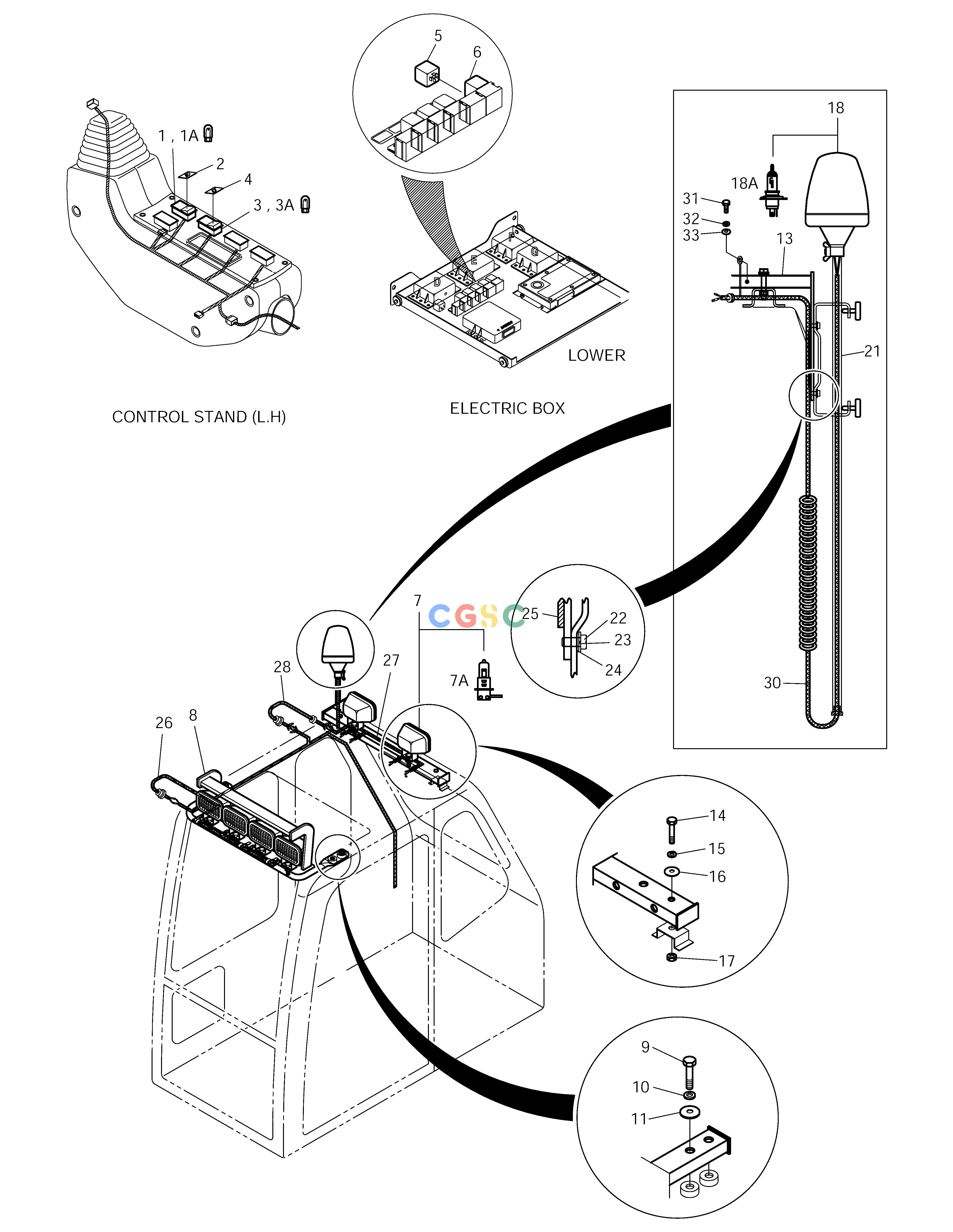 斗山零件查询6-LAMP & BEACON(TELESCOPIC) SOLAR 210W-V Doosan parts catalog online