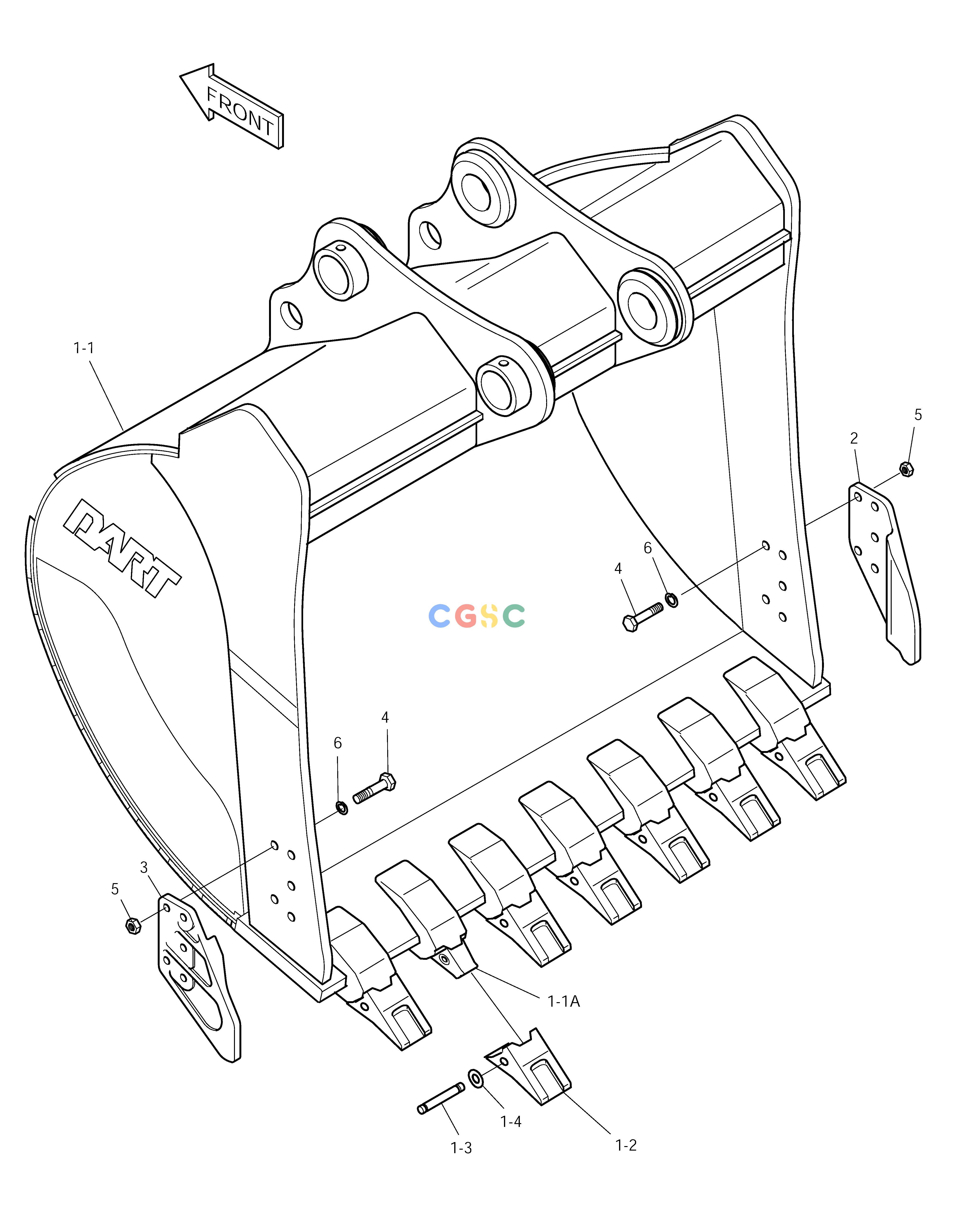 斗山零件查询BUCKET - 1.49m³(63") - SIDE PIN SOLAR 210W-V Doosan parts catalog online