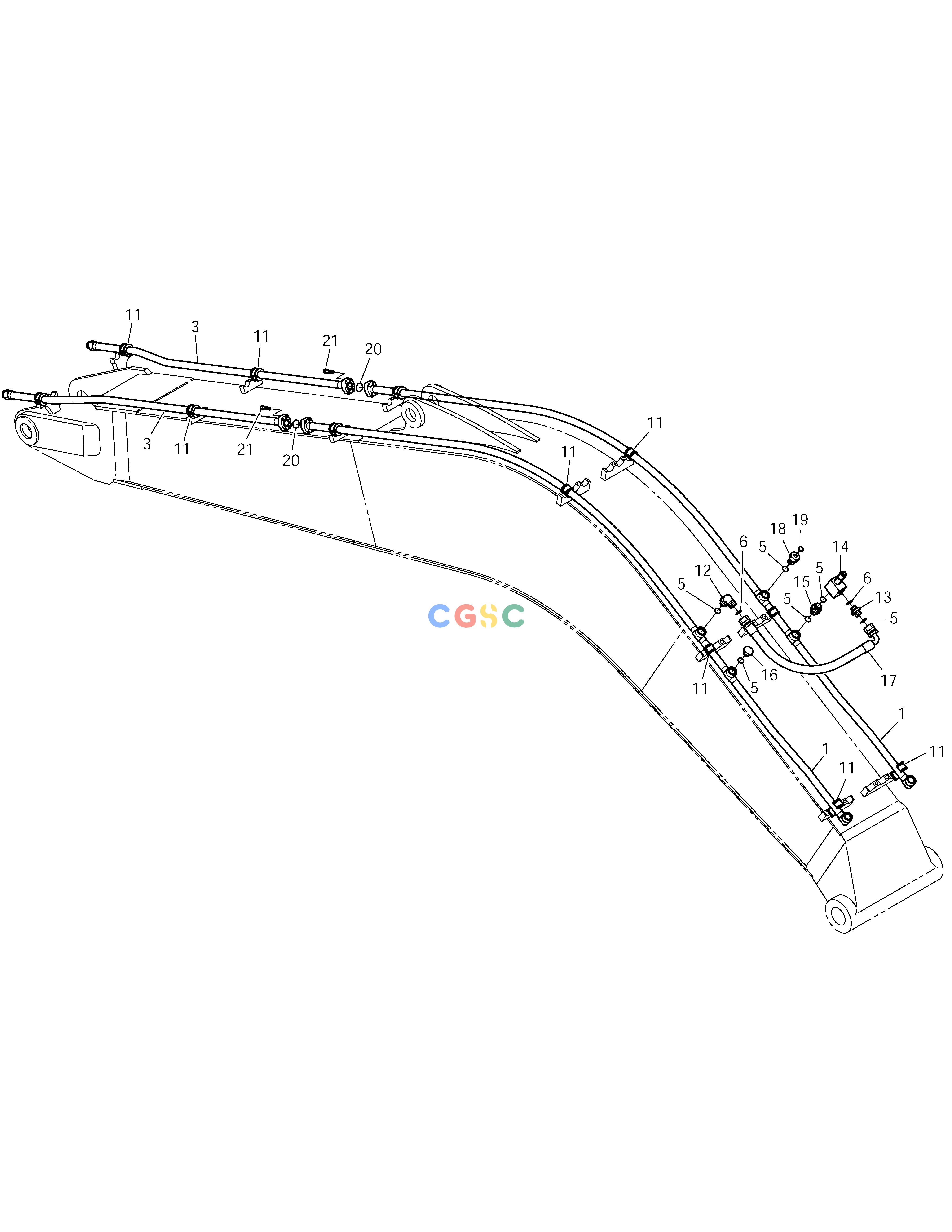 斗山零件查询BOOM PIPING-ONE WAY-BOOM 5.7m SOLAR 210W-V Doosan parts catalog online