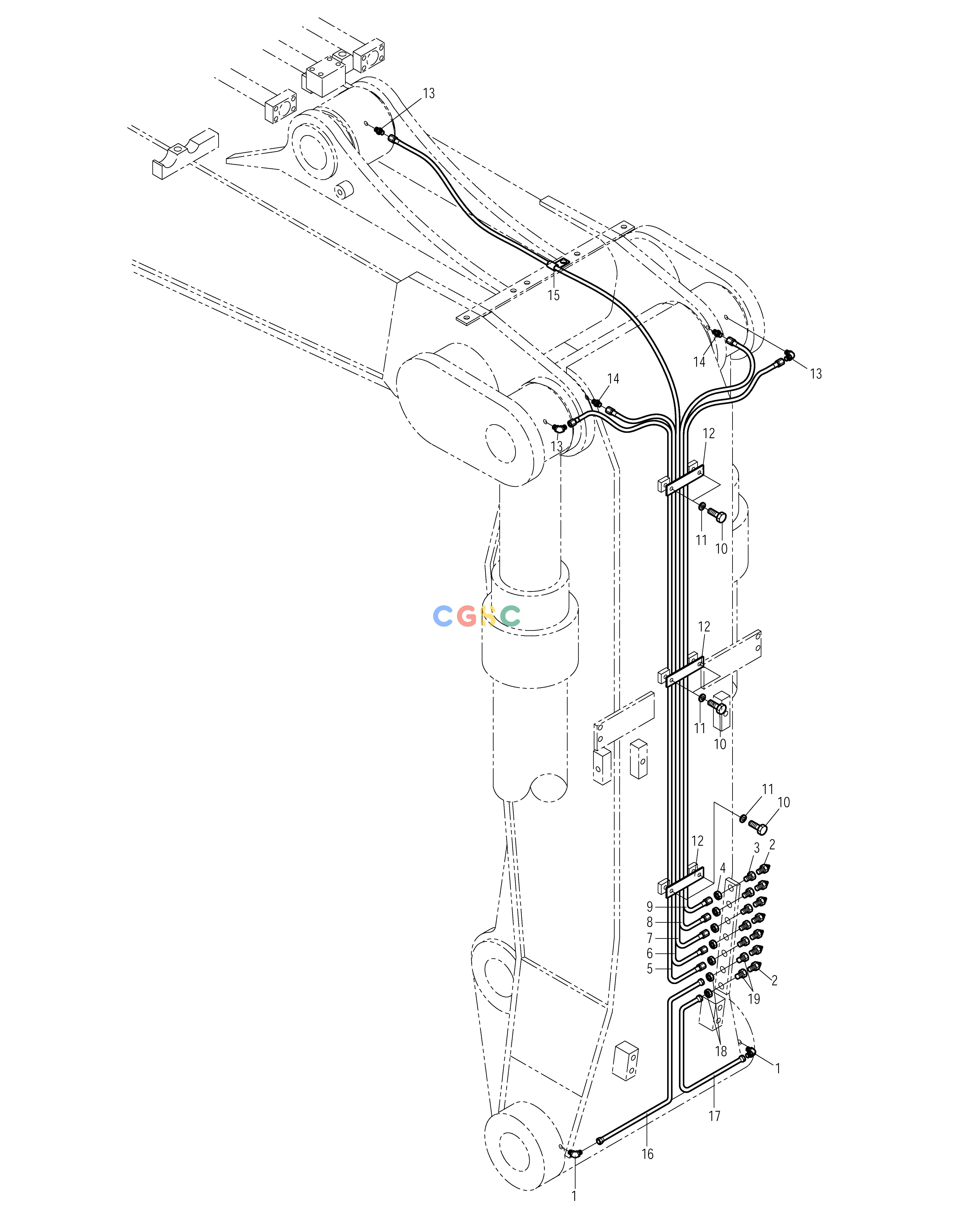 斗山零件查询FRONT LUBRICATION PIPING-ARTI.BOOM SOLAR 210W-V Doosan parts catalog online