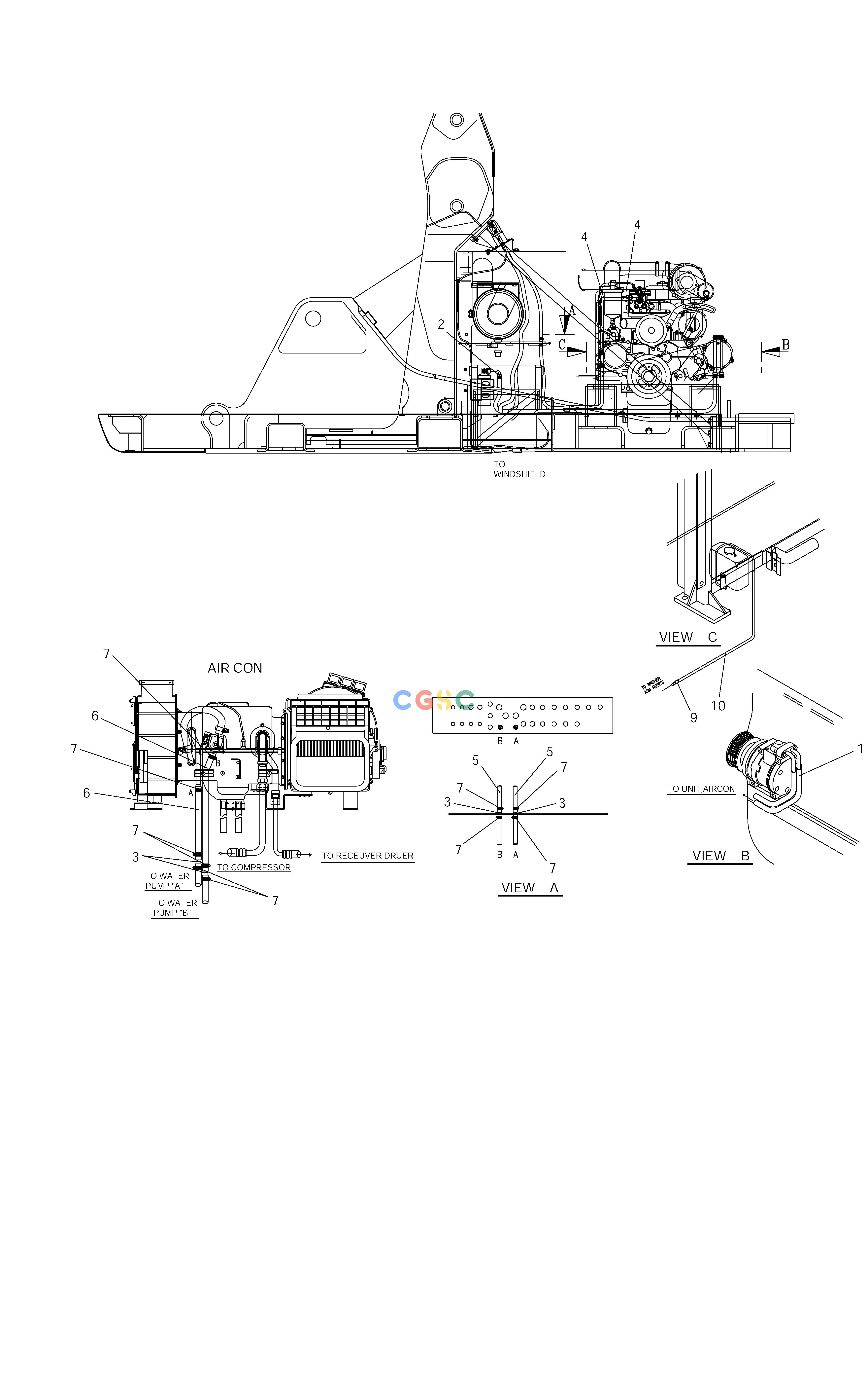 斗山零件查询PIPING HEATER AND COOLER-MATERIAL HANDLING SOLAR 210W-V Doosan parts catalog online