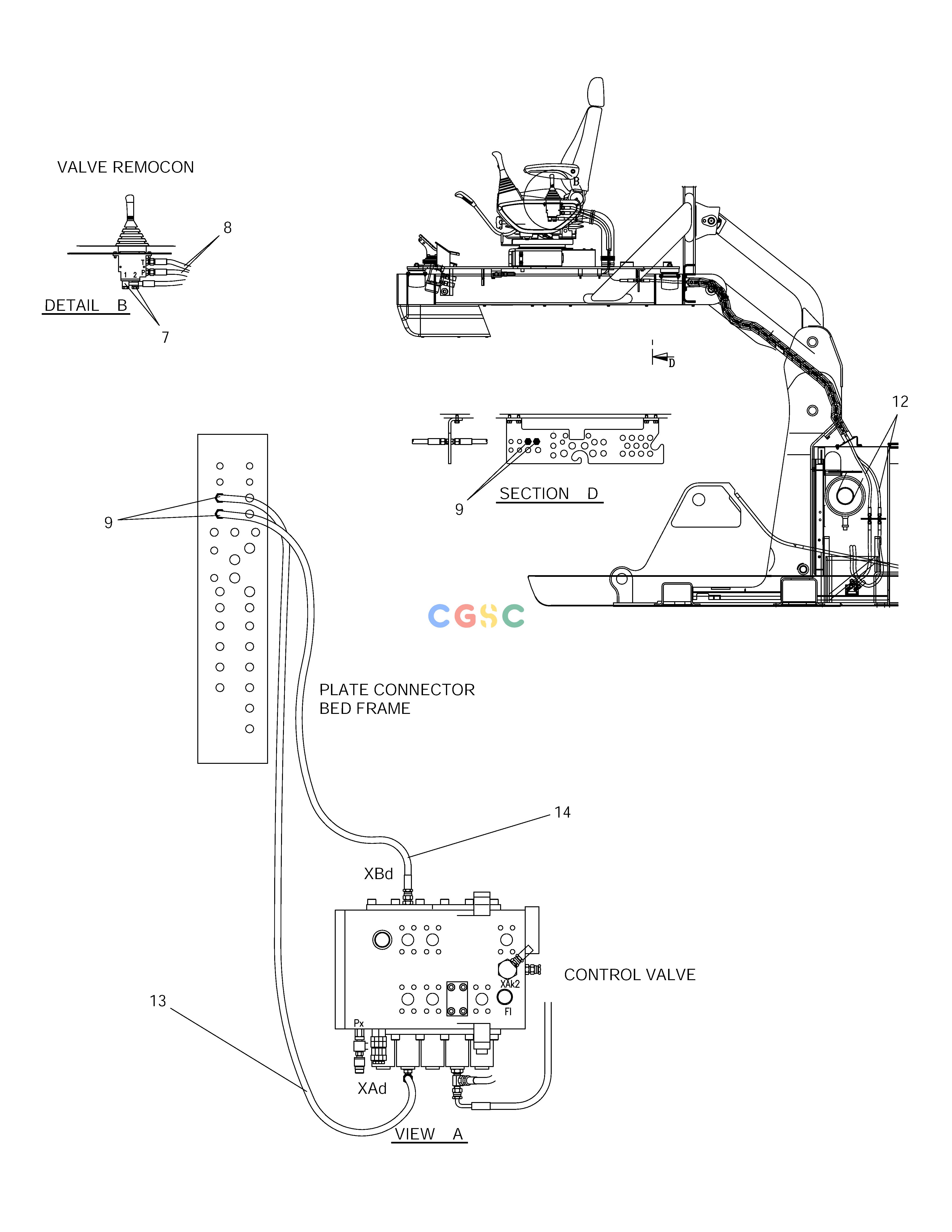 斗山零件查询PILOT PIPING OUTRIGGER-MATERIAL HANDLING SOLAR 210W-V Doosan parts catalog online