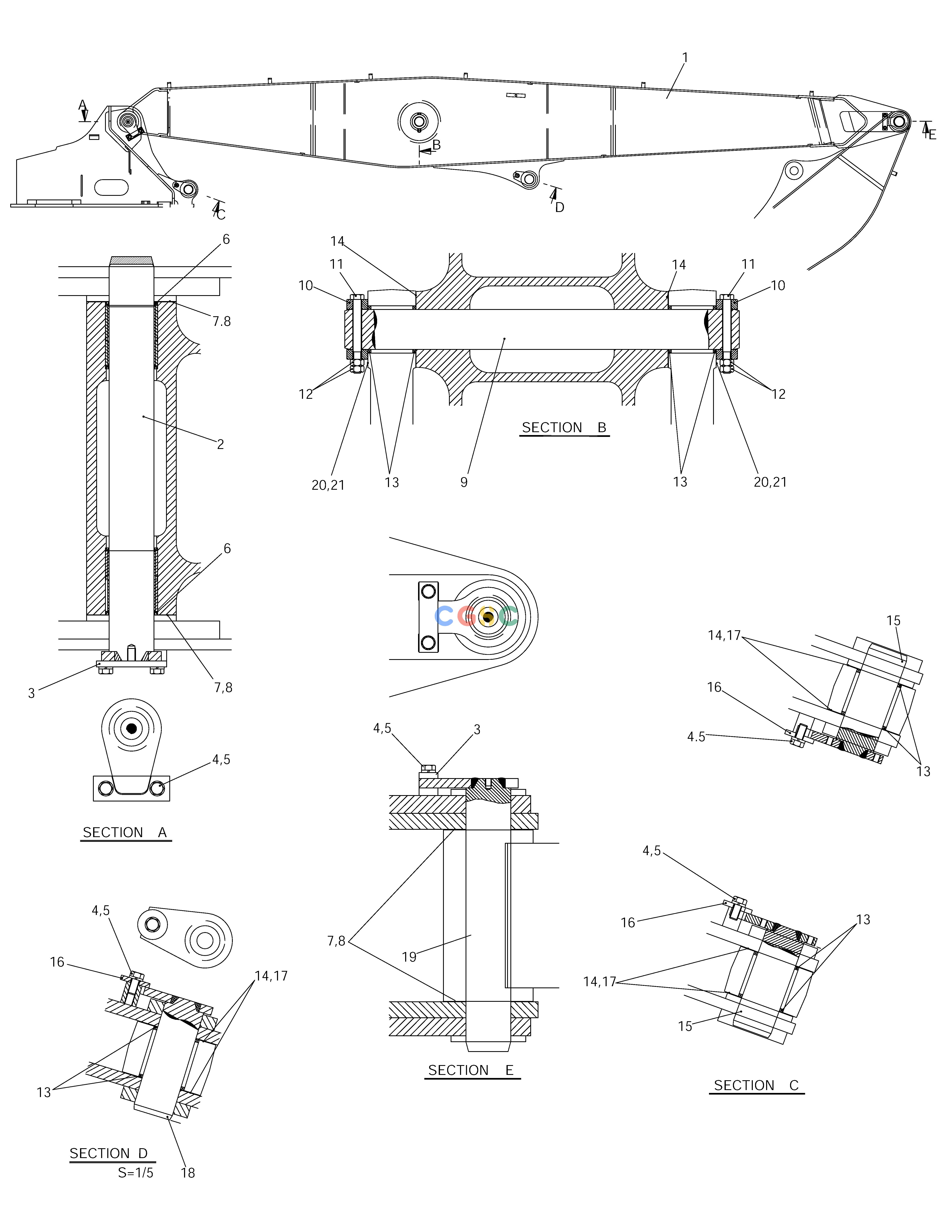 斗山零件查询BOOM ASS'Y-MATERIAL HANDLING SOLAR 210W-V Doosan parts catalog online