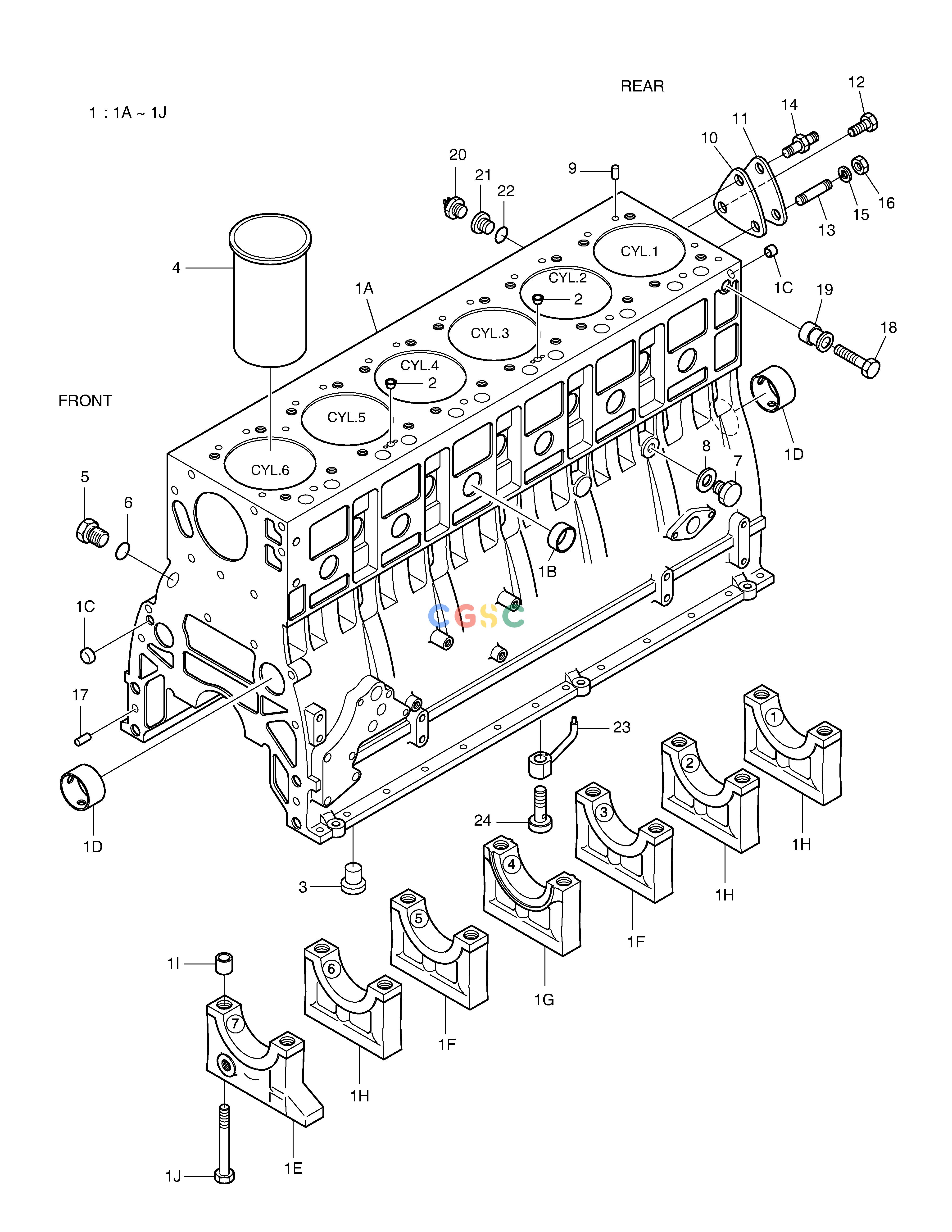 斗山零件查询CYLINDER BLOCK MEGA 250-V (S/N 3001~) Doosan parts catalog online