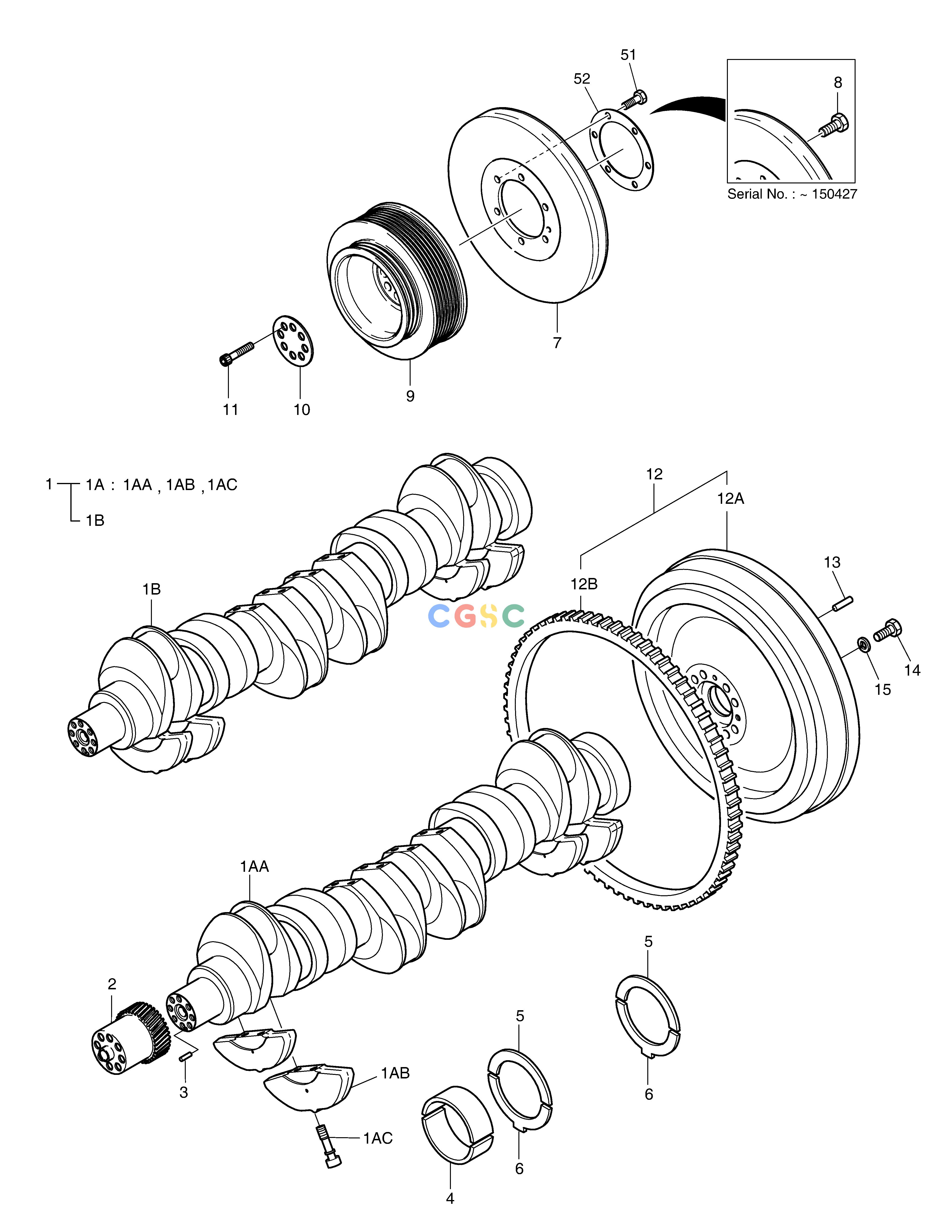 斗山零件查询CRANK SHAFT MEGA 250-V (S/N 3001~) Doosan parts catalog online