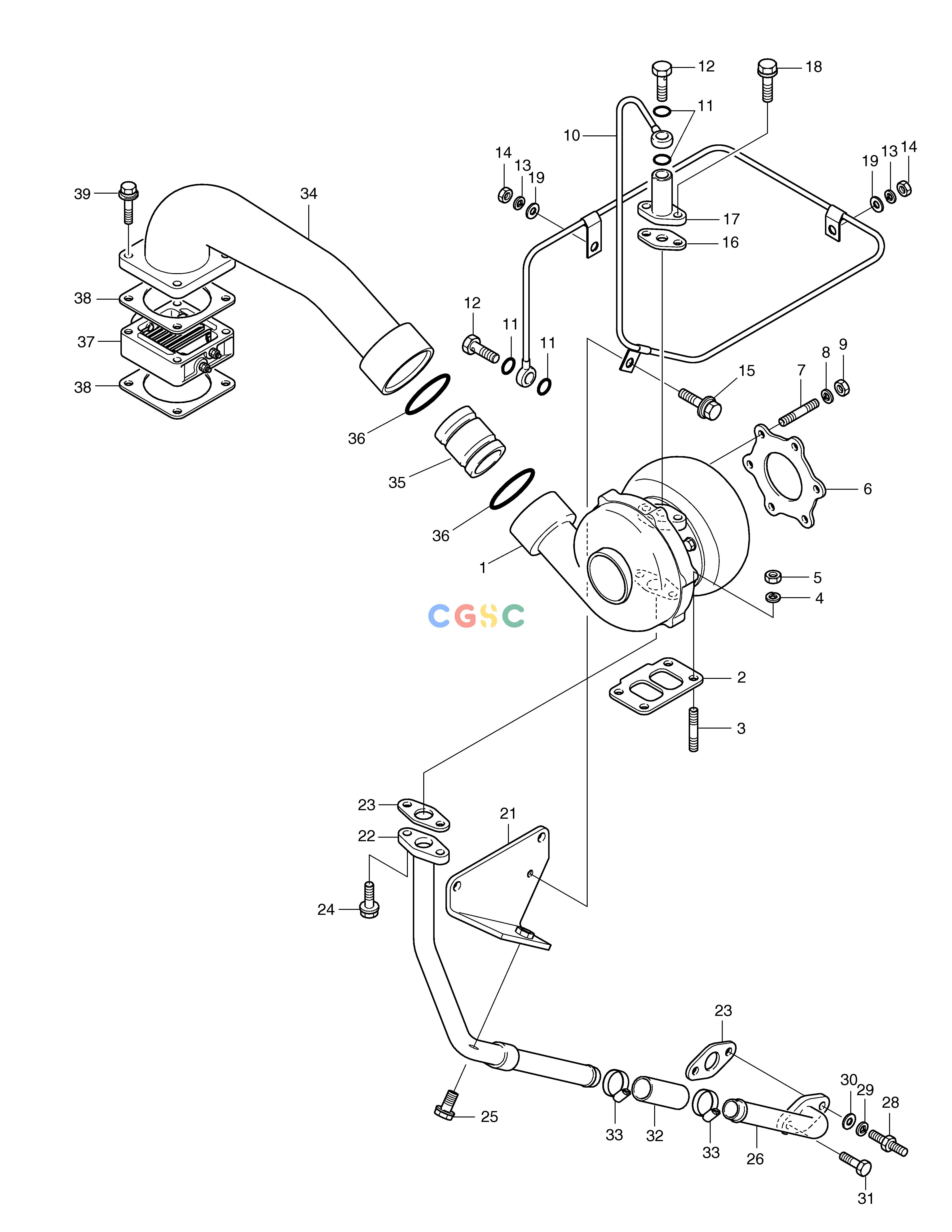 斗山零件查询TURBO CHARGER & OIL PIPE MEGA 250-V (S/N 3001~) Doosan parts catalog online