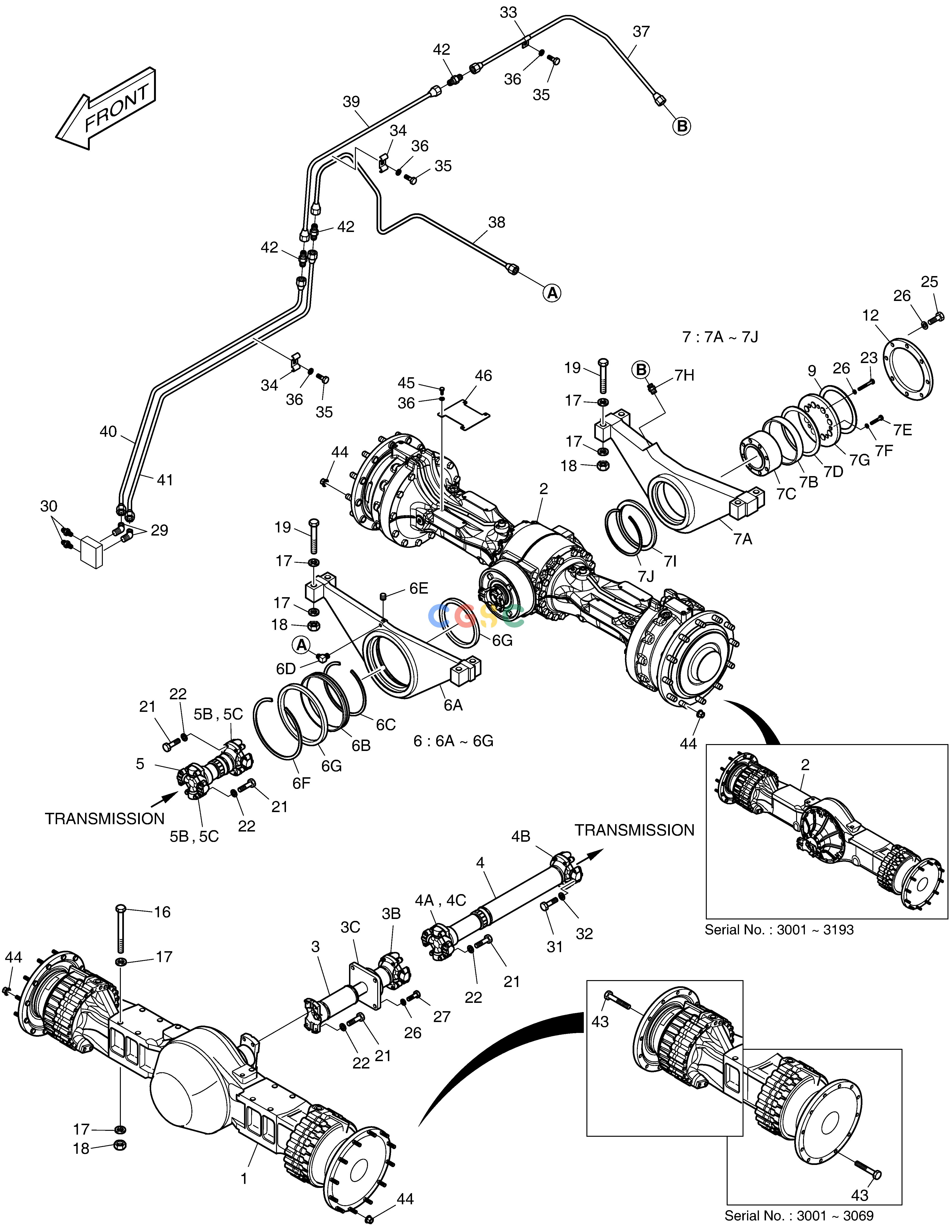 斗山零件查询AXLE & DRIVE SHAFT MEGA 250-V (S/N 3001~) Doosan parts catalog online