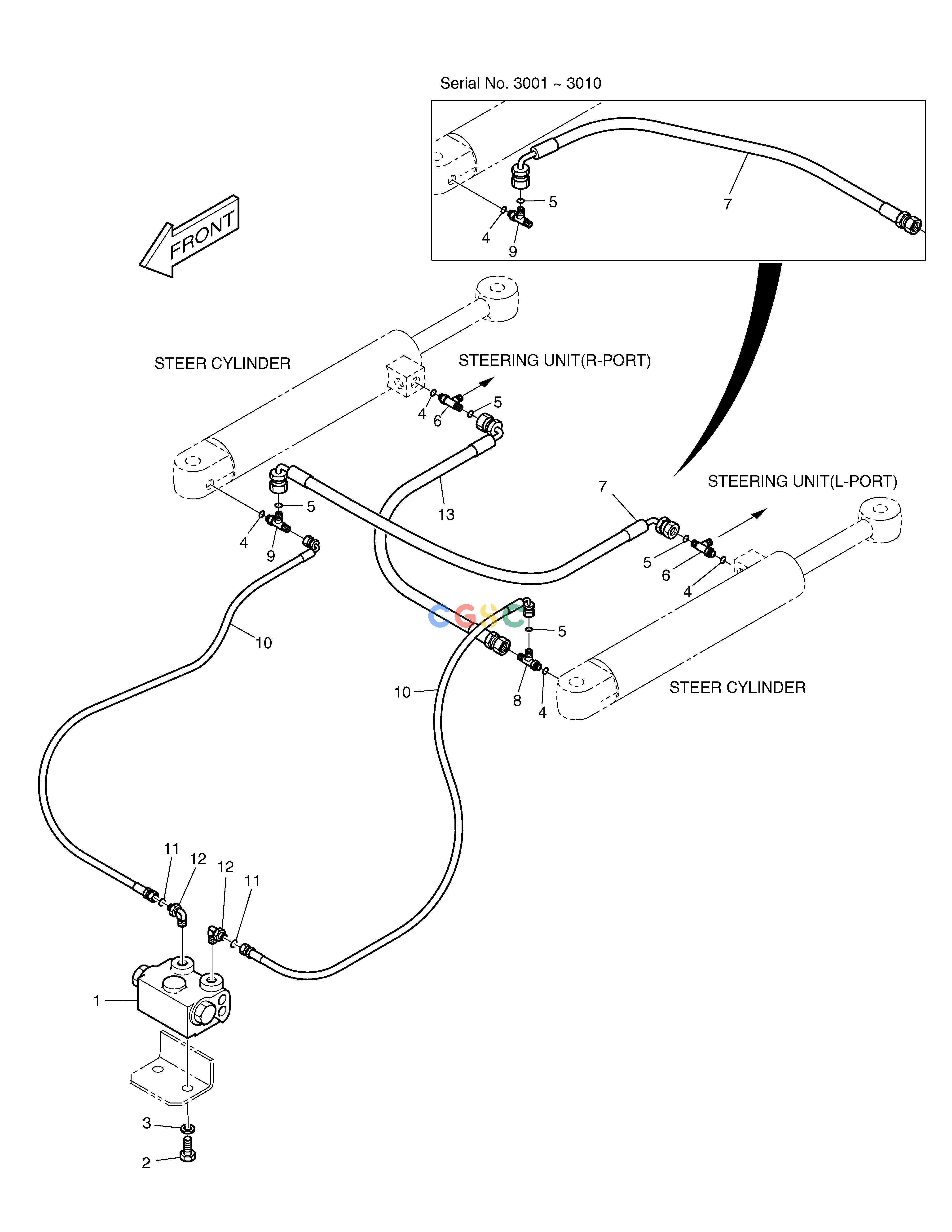 斗山零件查询STEER PIPING MEGA 250-V (S/N 3001~) Doosan parts catalog online