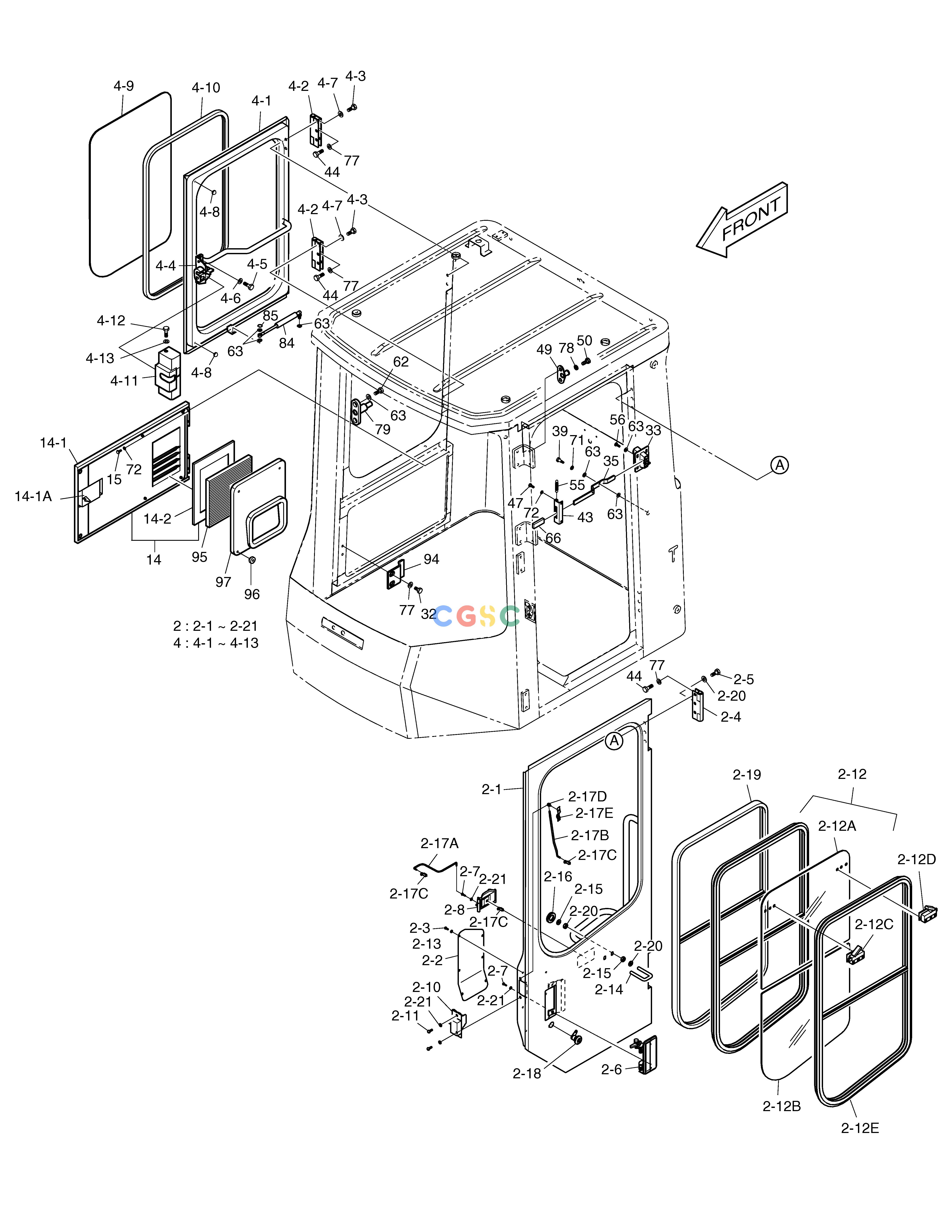 斗山零件查询CABIN(2) MEGA 250-V (S/N 3001~) Doosan parts catalog online