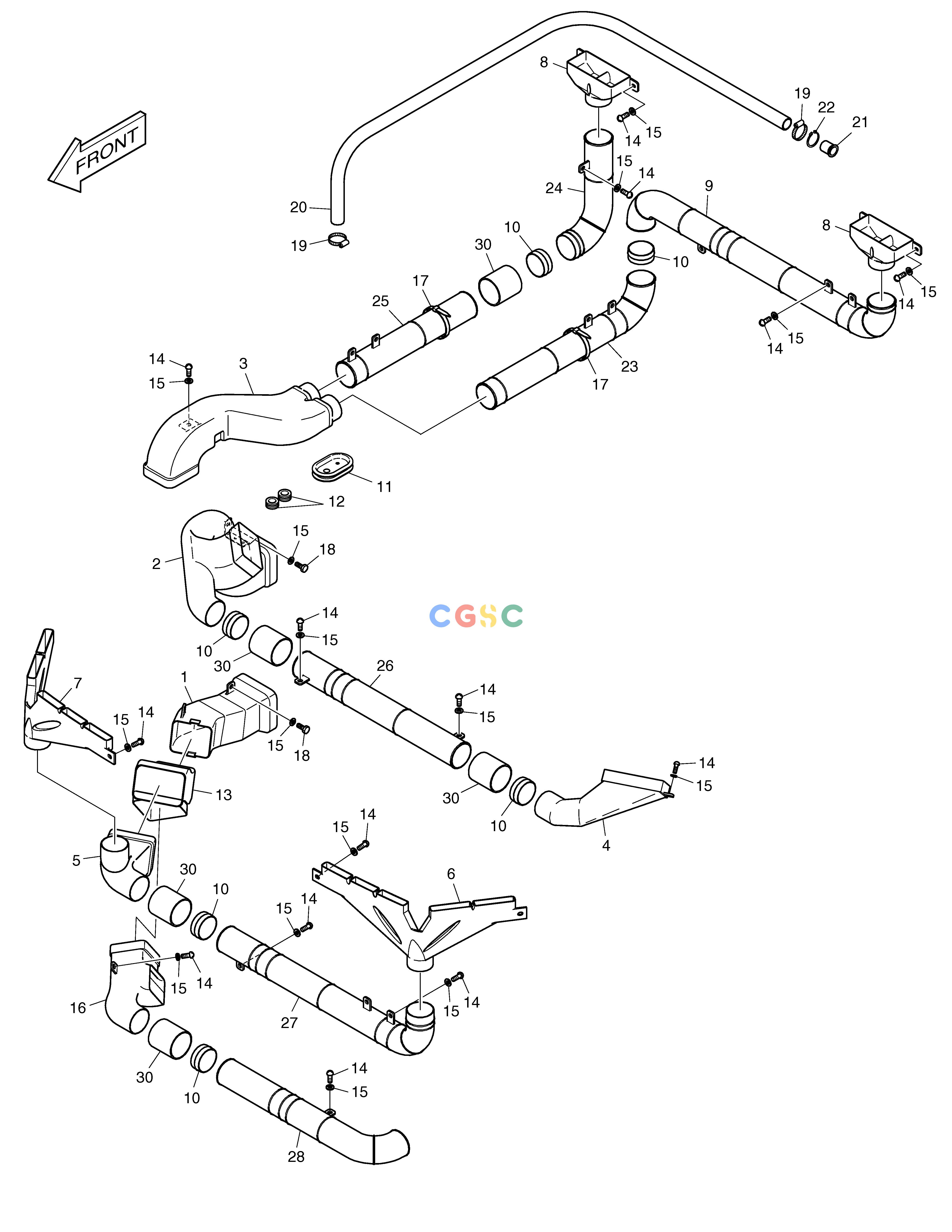 斗山零件查询DUCT ASS'Y MEGA 250-V (S/N 3001~) Doosan parts catalog online