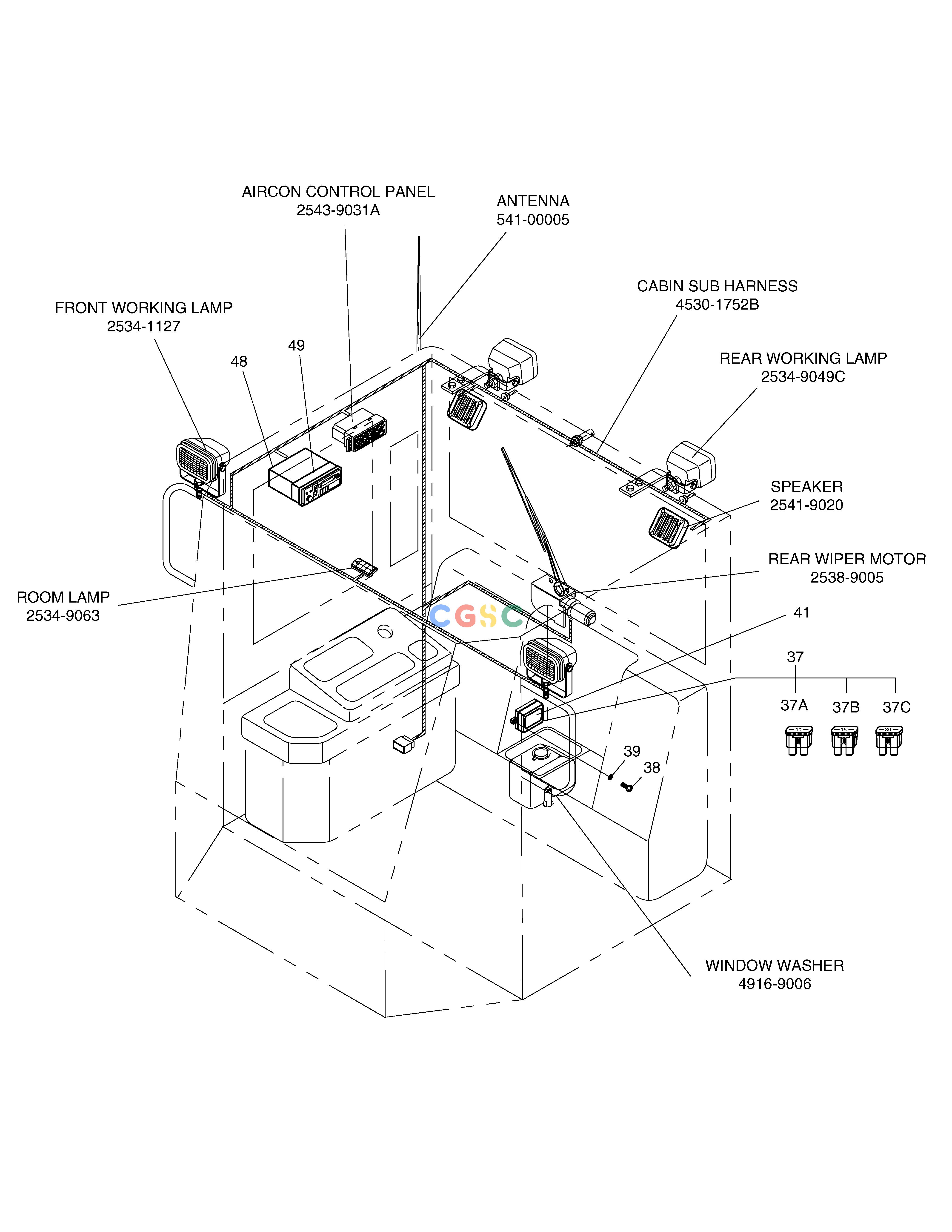 斗山零件查询ELECTRIC PARTS(3) - CABIN MEGA 250-V (S/N 3001~) Doosan parts catalog online