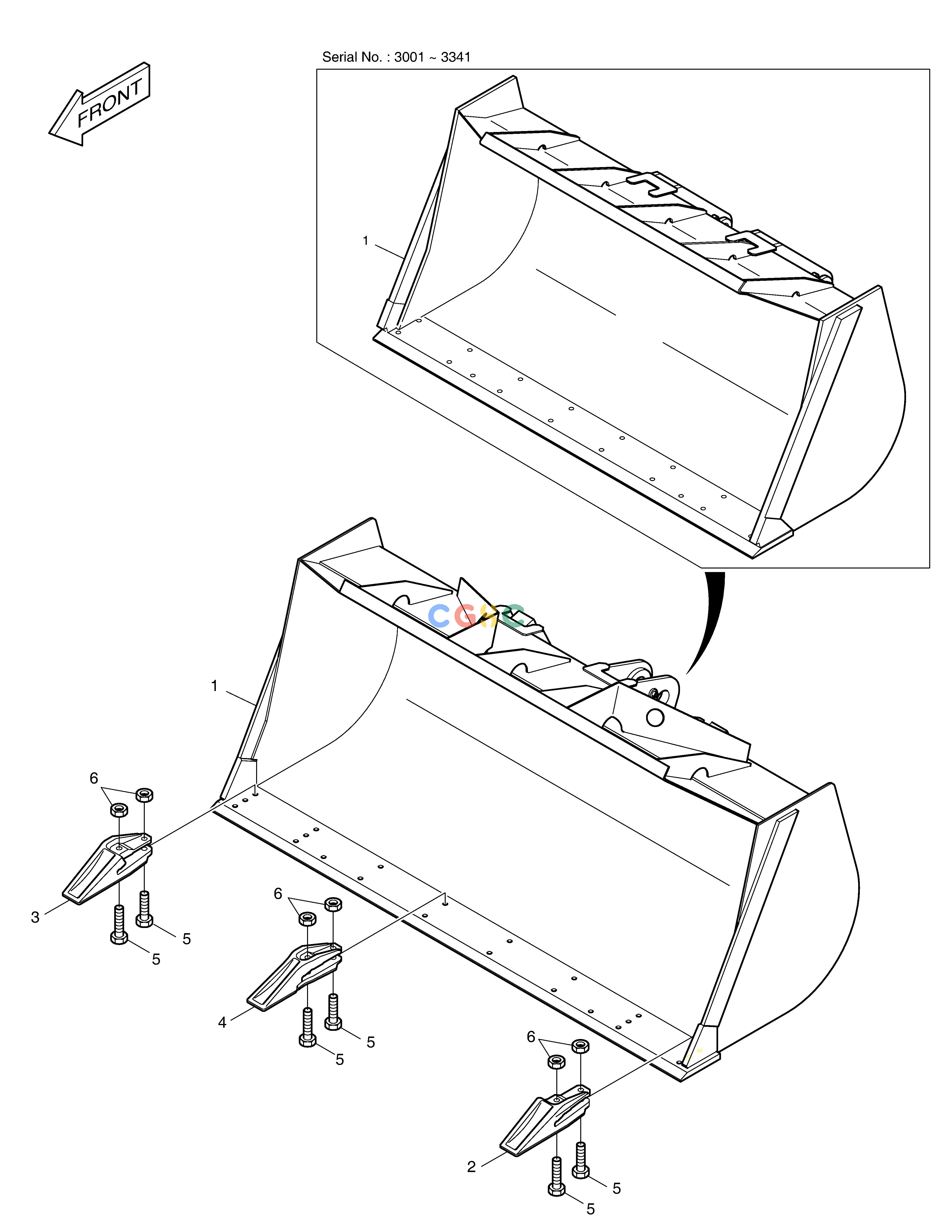 斗山零件查询BUCKET - 2.4㎥ (TOOTH) MEGA 250-V (S/N 3001~) Doosan parts catalog online