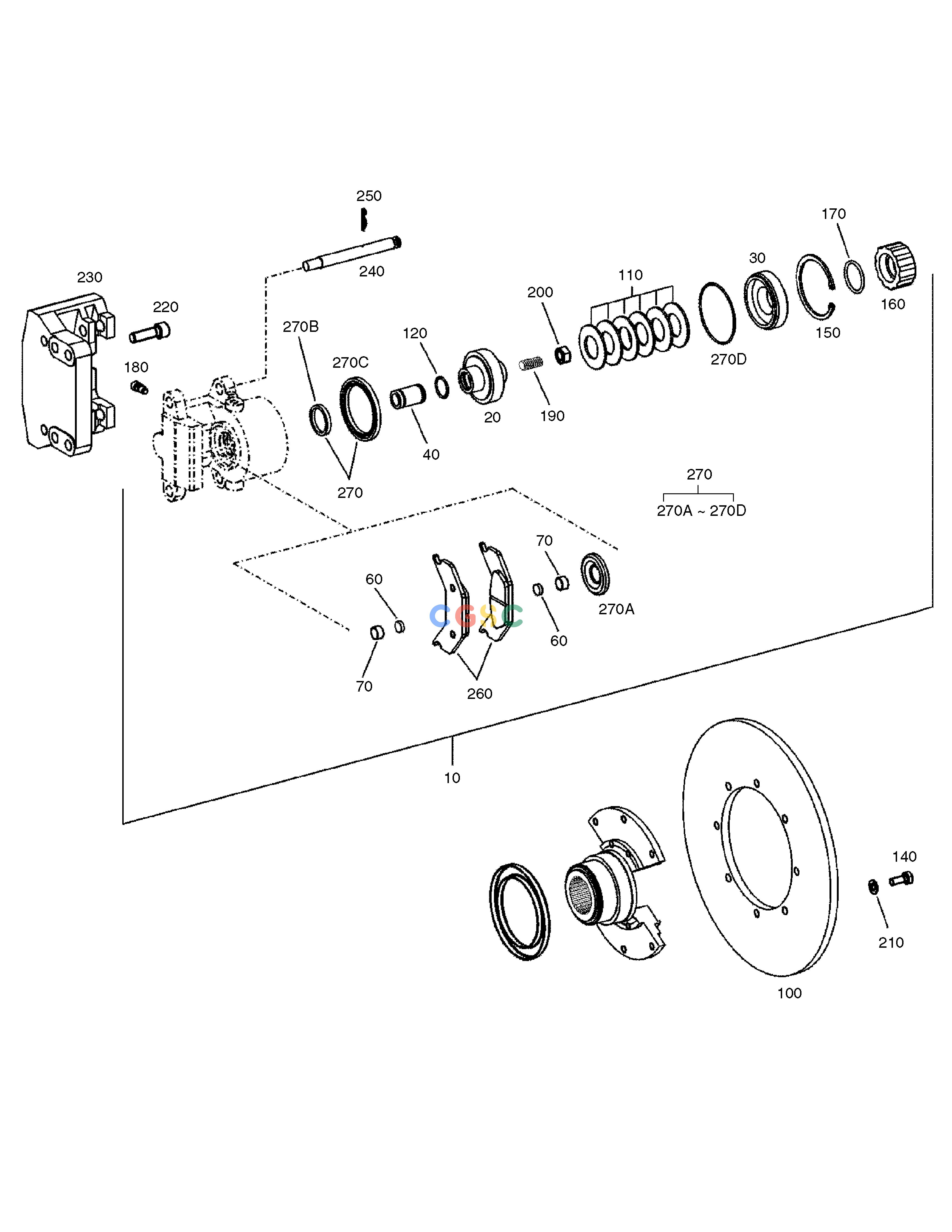 斗山零件查询PARKING BRAKE - T/MISSION MEGA 250-V (S/N 3001~) Doosan parts catalog online