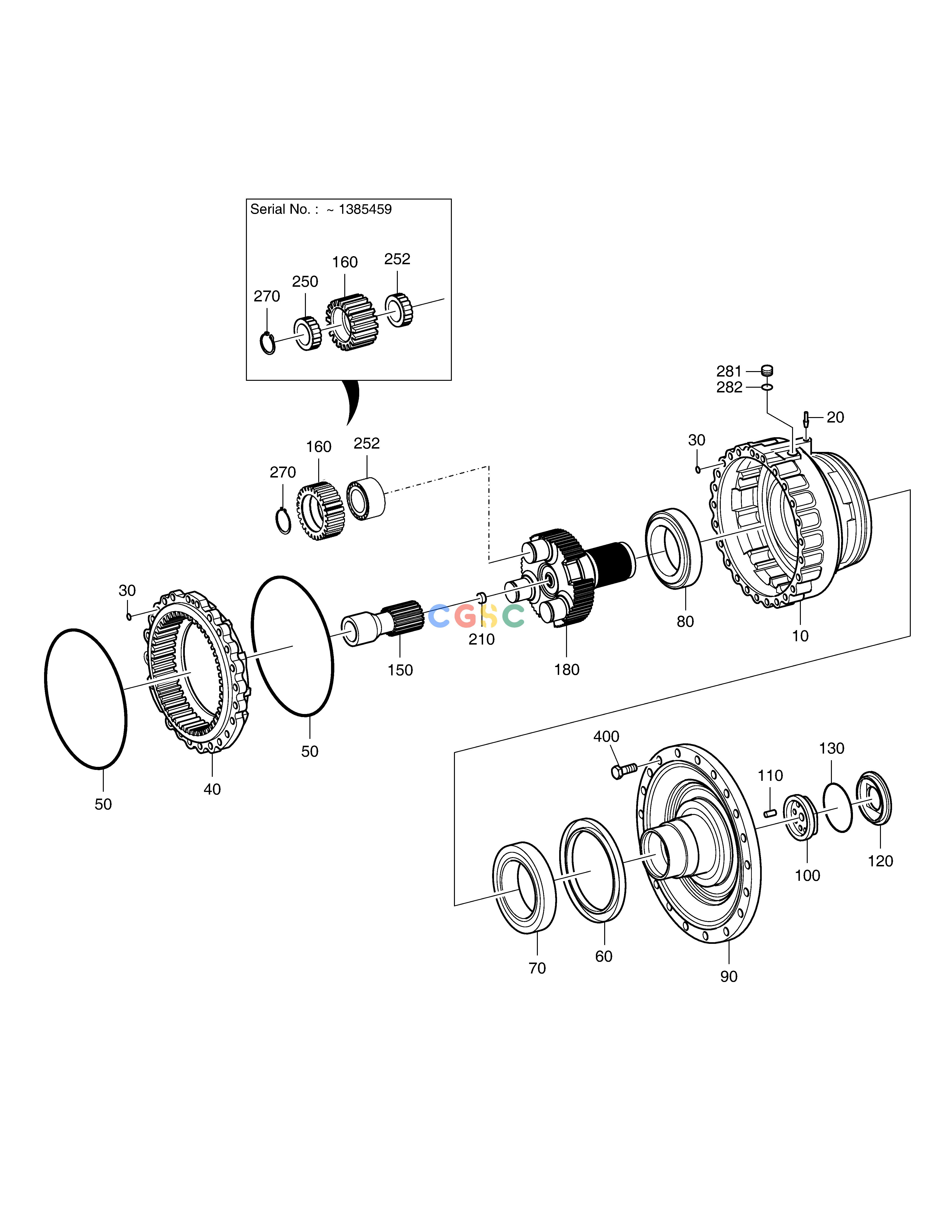 斗山零件查询PLANETARY GEAR - FRONT AXLE MEGA 250-V (S/N 3001~) Doosan parts catalog online