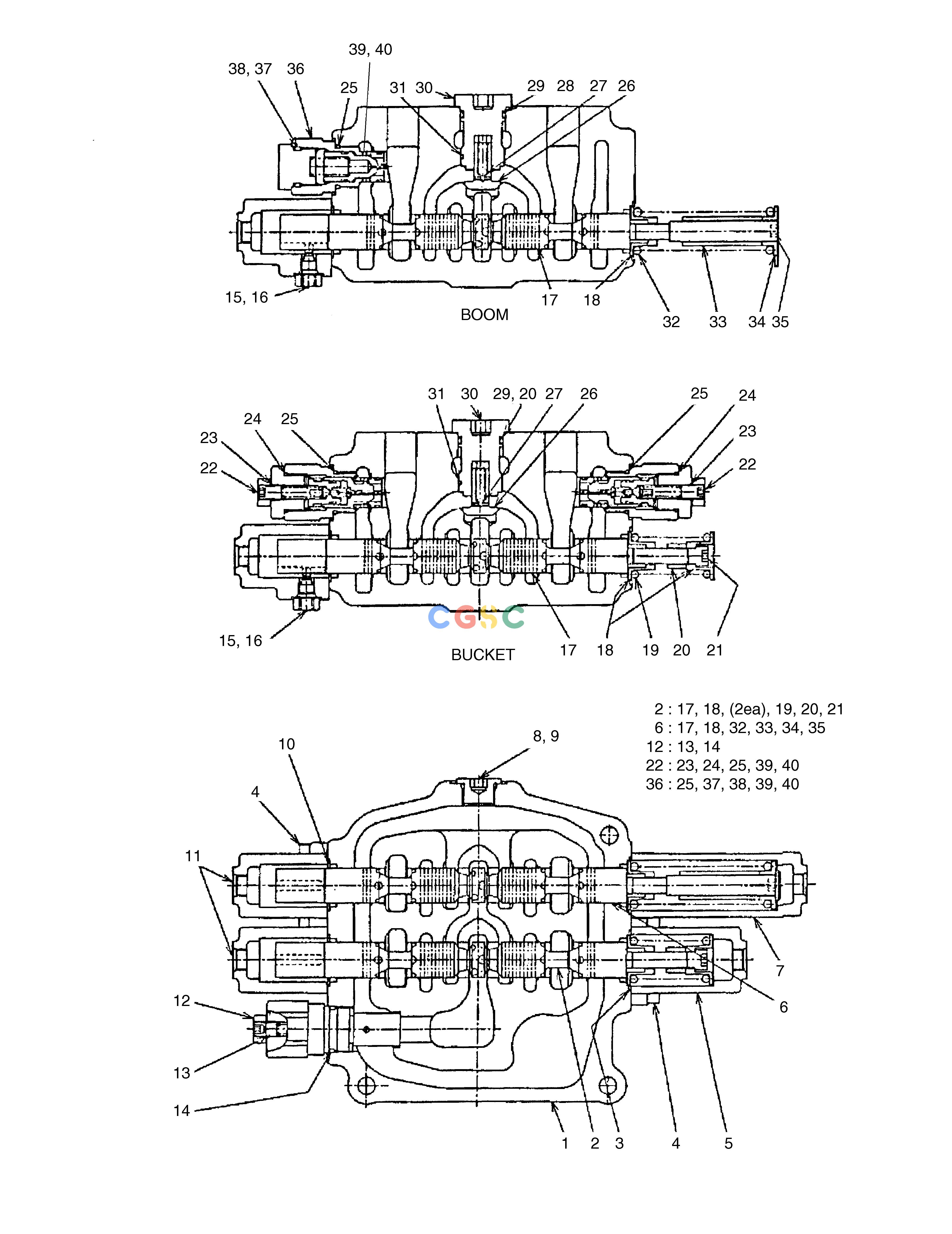 斗山零件查询CONTROL VALVE - 2 SPOOL MEGA 250-V (S/N 3001~) Doosan parts catalog online
