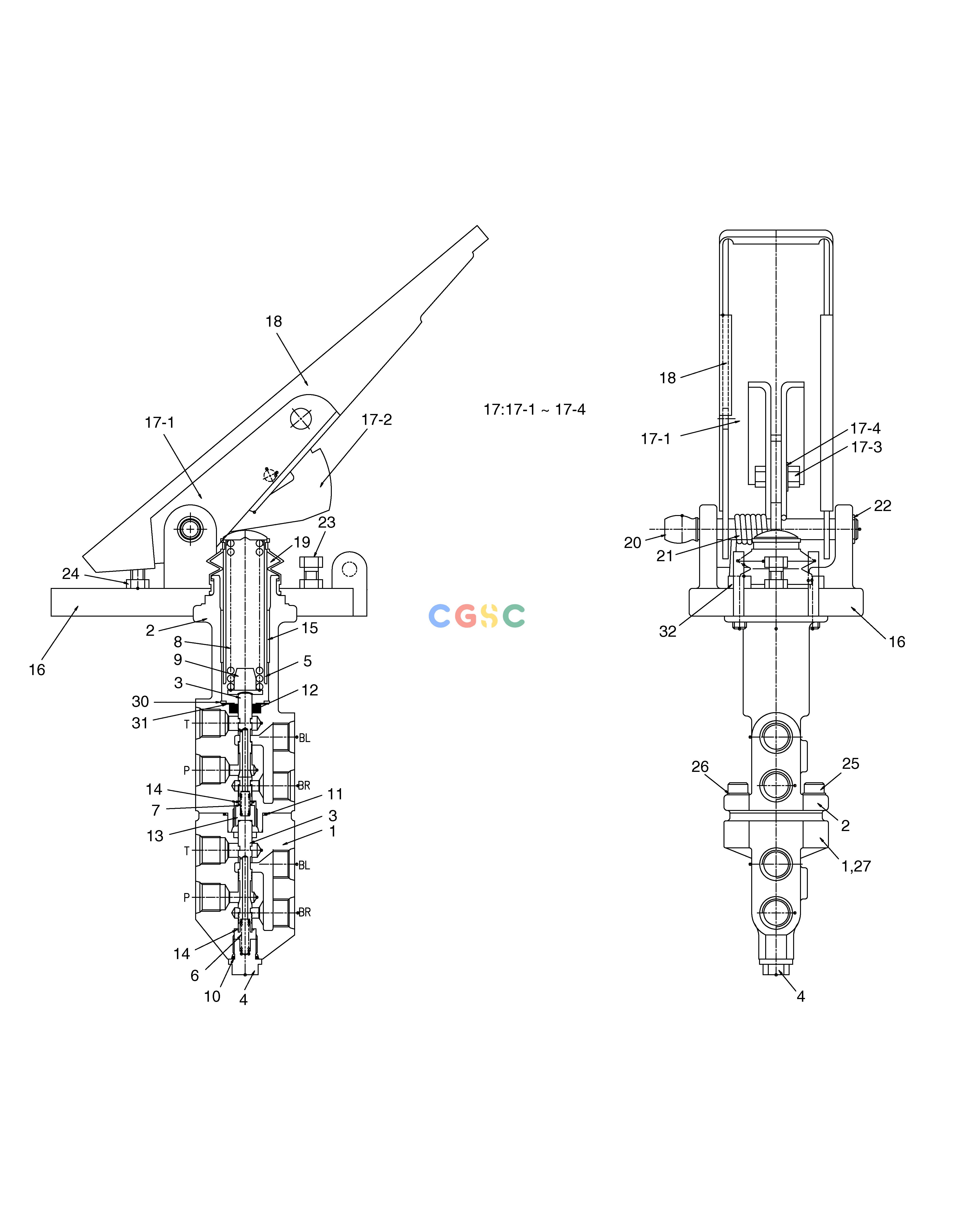 斗山零件查询BRAKE FOOT VALVE MEGA 250-V (S/N 3001~) Doosan parts catalog online
