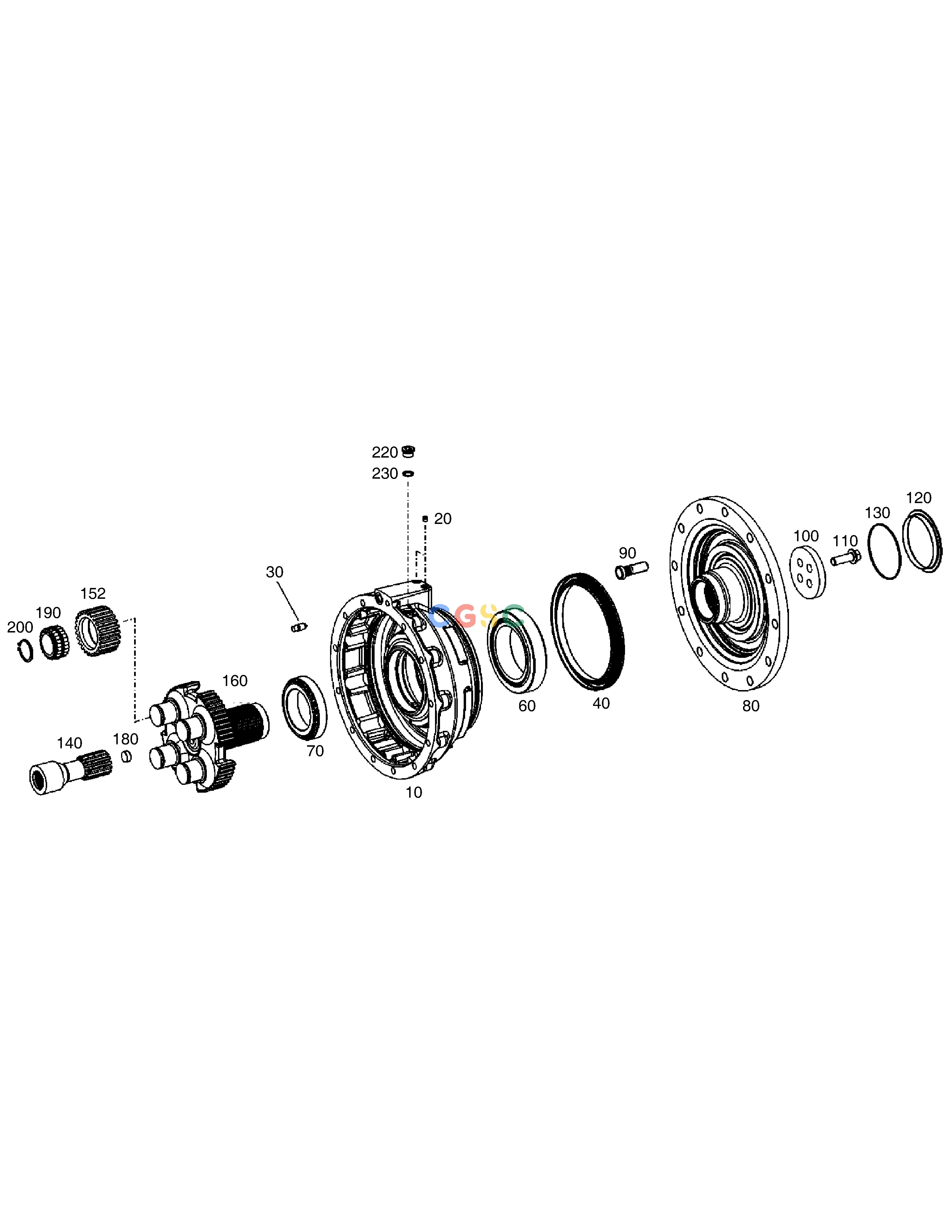 斗山零件查询OUTPUT - REAR AXLE MEGA 250-V (S/N 3001~) Doosan parts catalog online