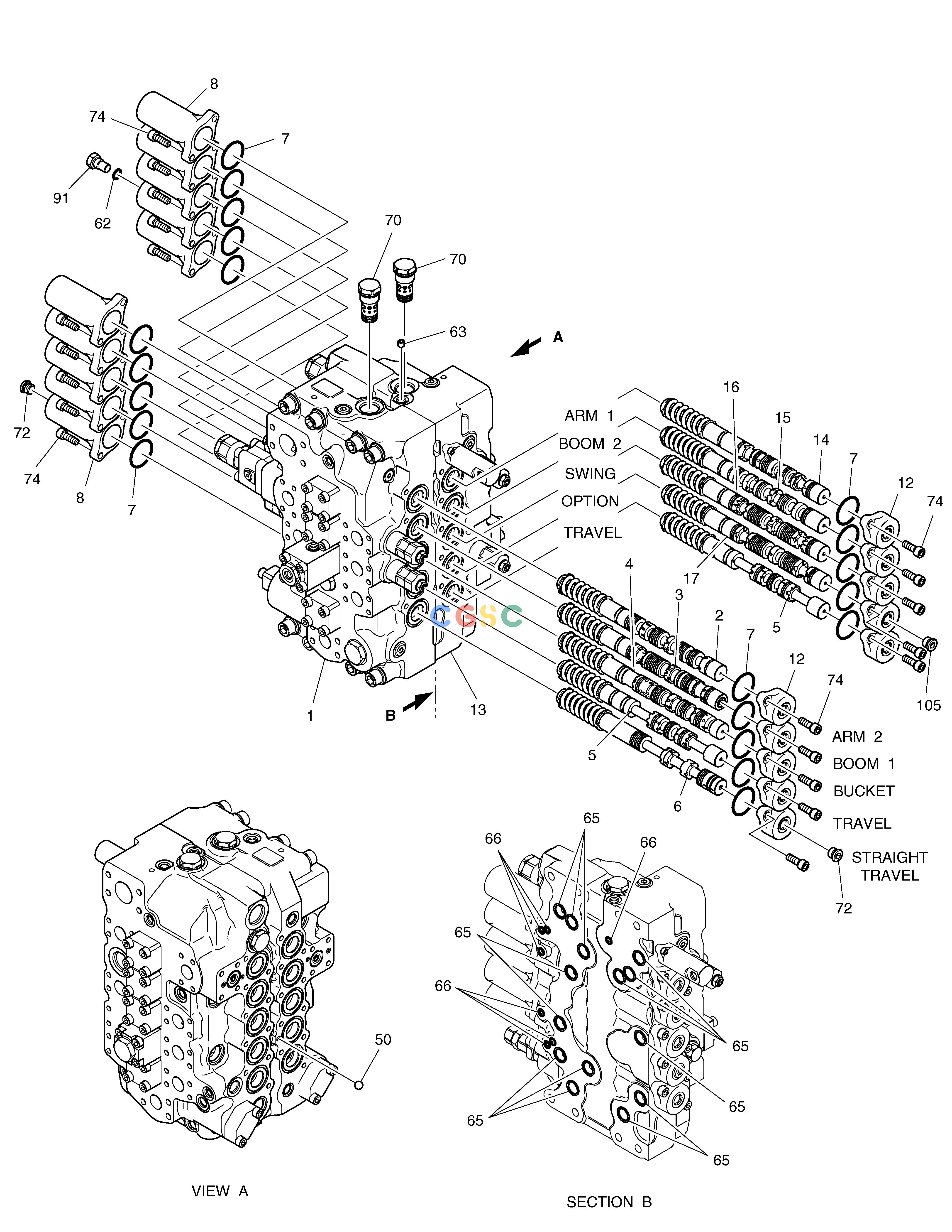 斗山零件查询CONTROL VALVE(2) SOLAR 230LC-V Doosan parts catalog online