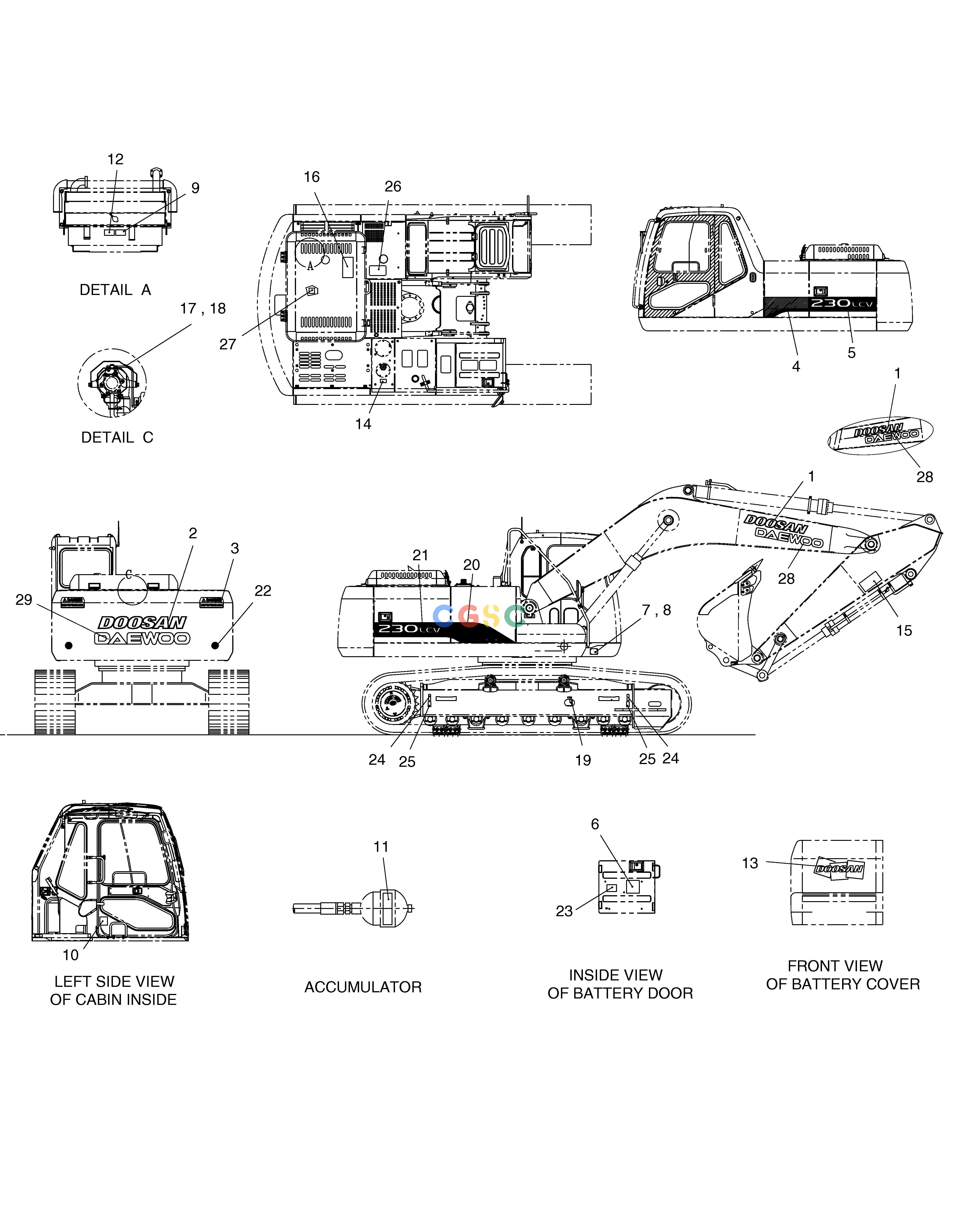 斗山零件查询NAME PLATE SOLAR 230LC-V Doosan parts catalog online