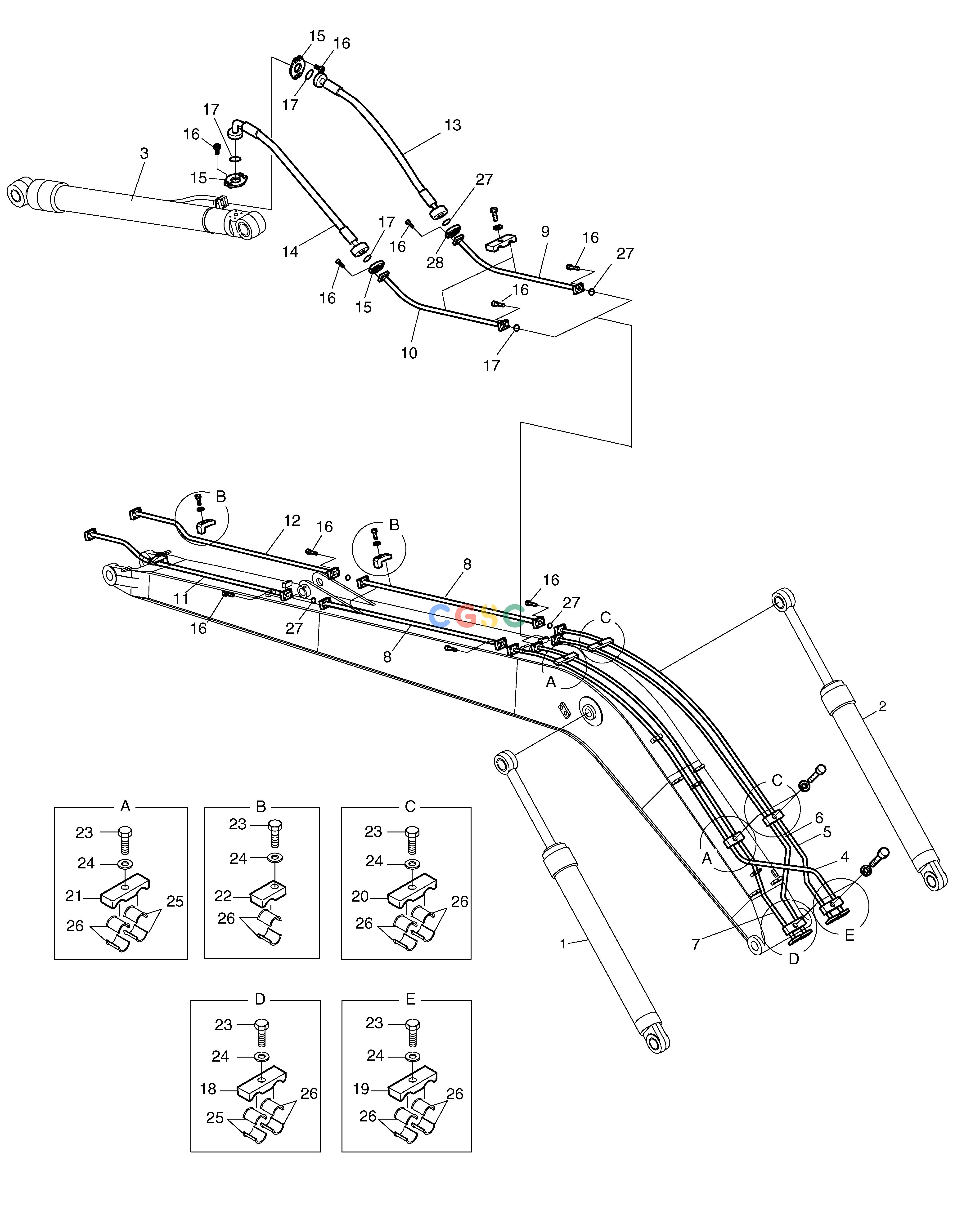 斗山零件查询BOOM PIPING-8.5m SOLAR 230LC-V Doosan parts catalog online