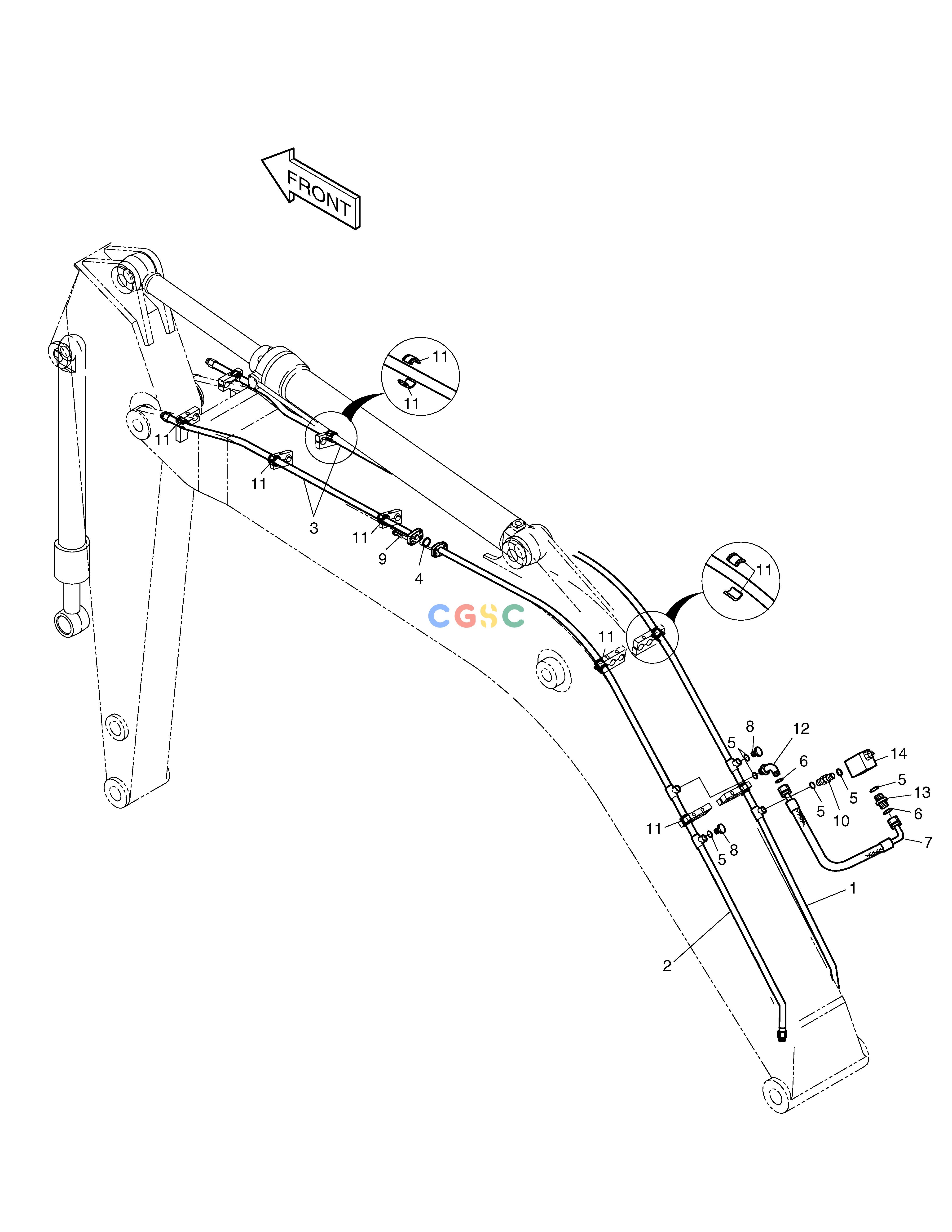 斗山零件查询BOOM PIPING-BREAKER-BOOM 5.7m SOLAR 230LC-V Doosan parts catalog online