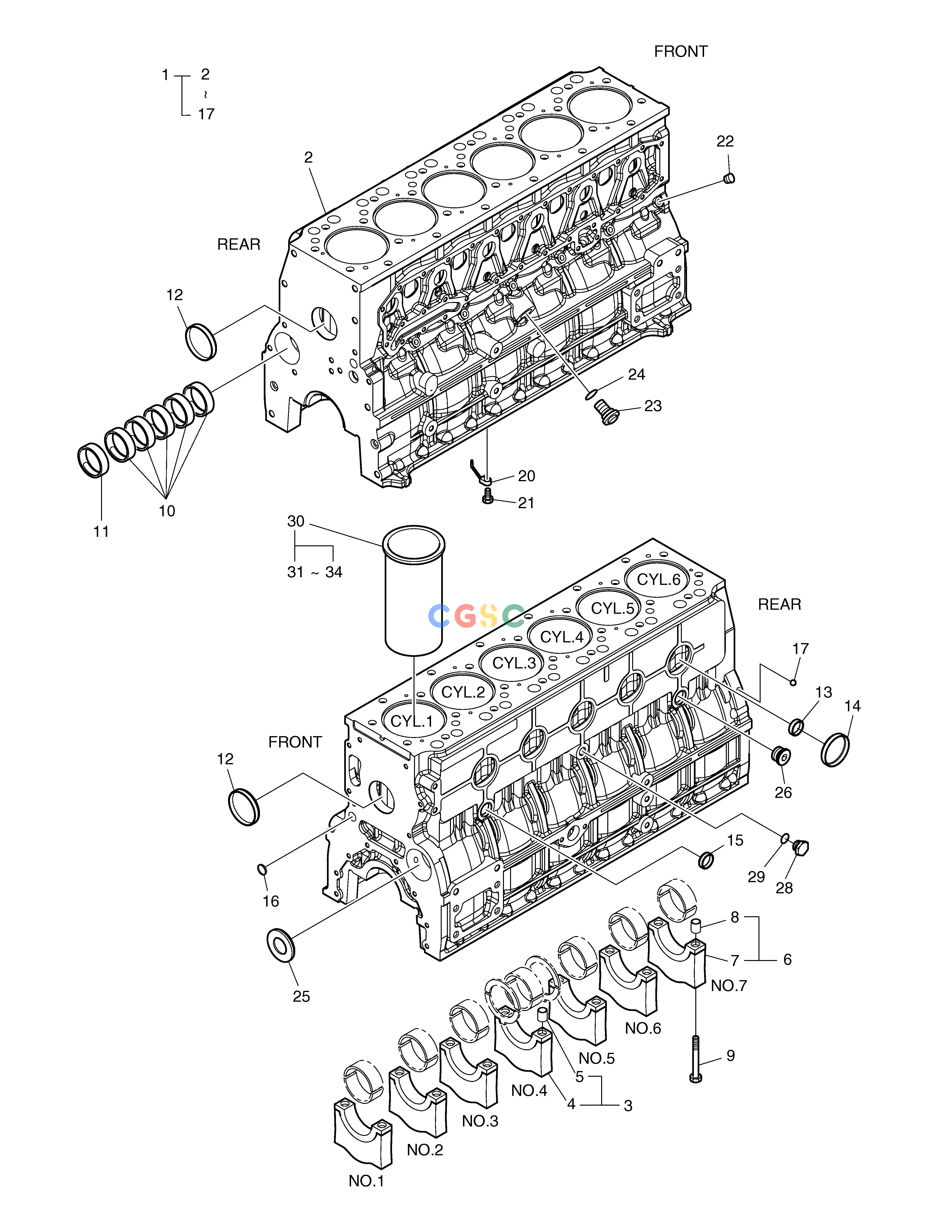 斗山零件查询CYLINDER BLOCK TXC225LC-2 Doosan parts catalog online