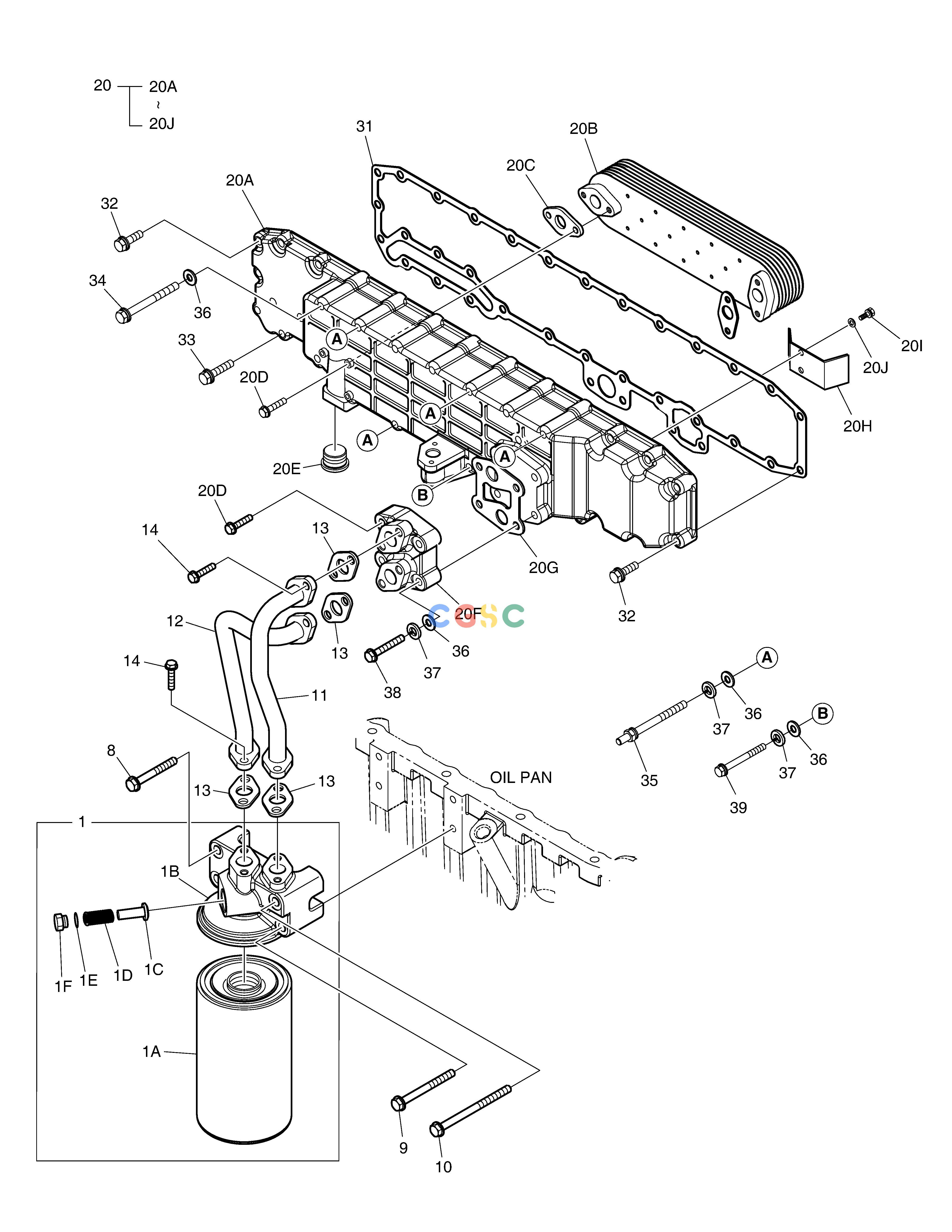 斗山零件查询OIL FILTER & OIL COOLER TXC225LC-2 Doosan parts catalog online
