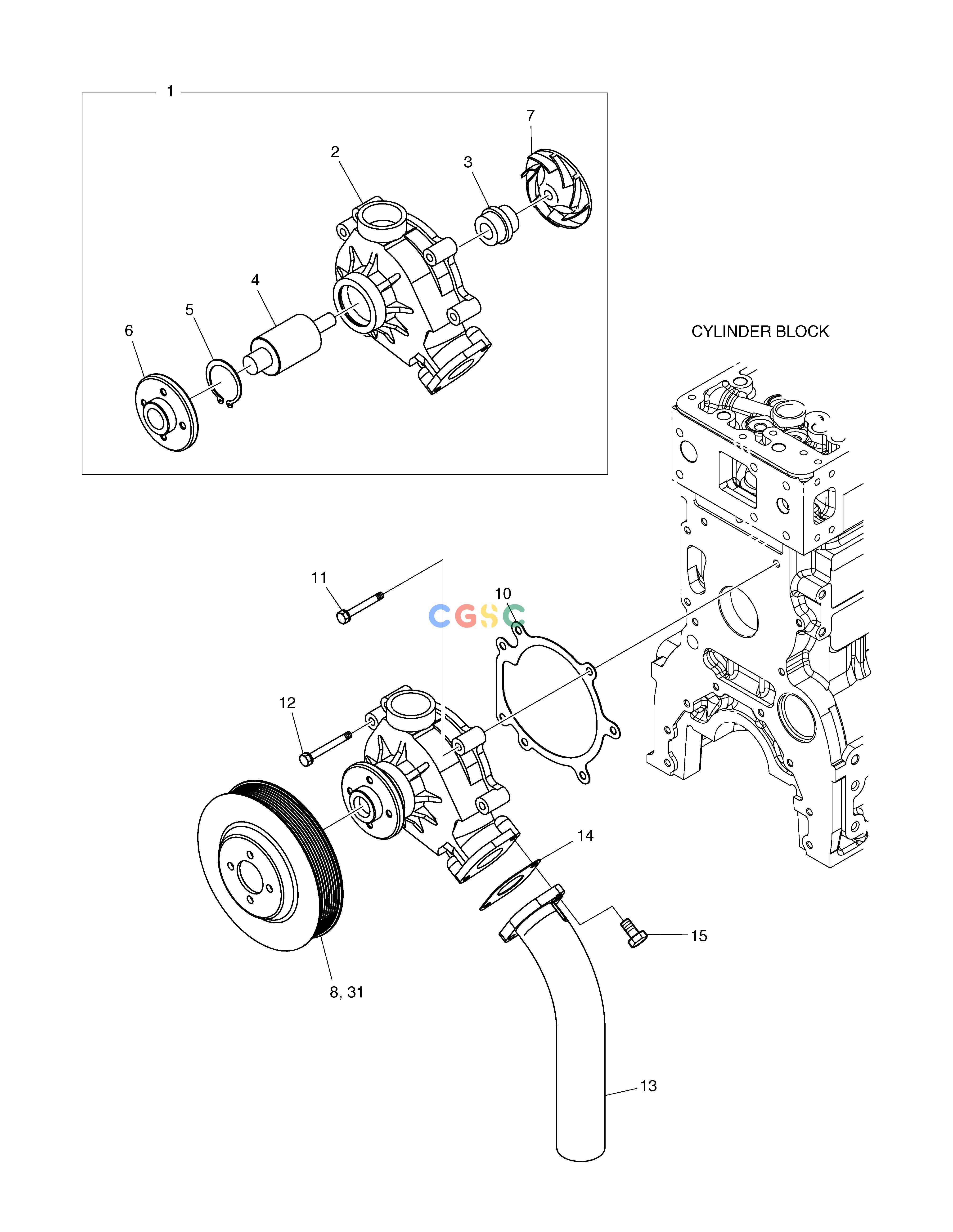 斗山零件查询WATER PUMP TXC225LC-2 Doosan parts catalog online