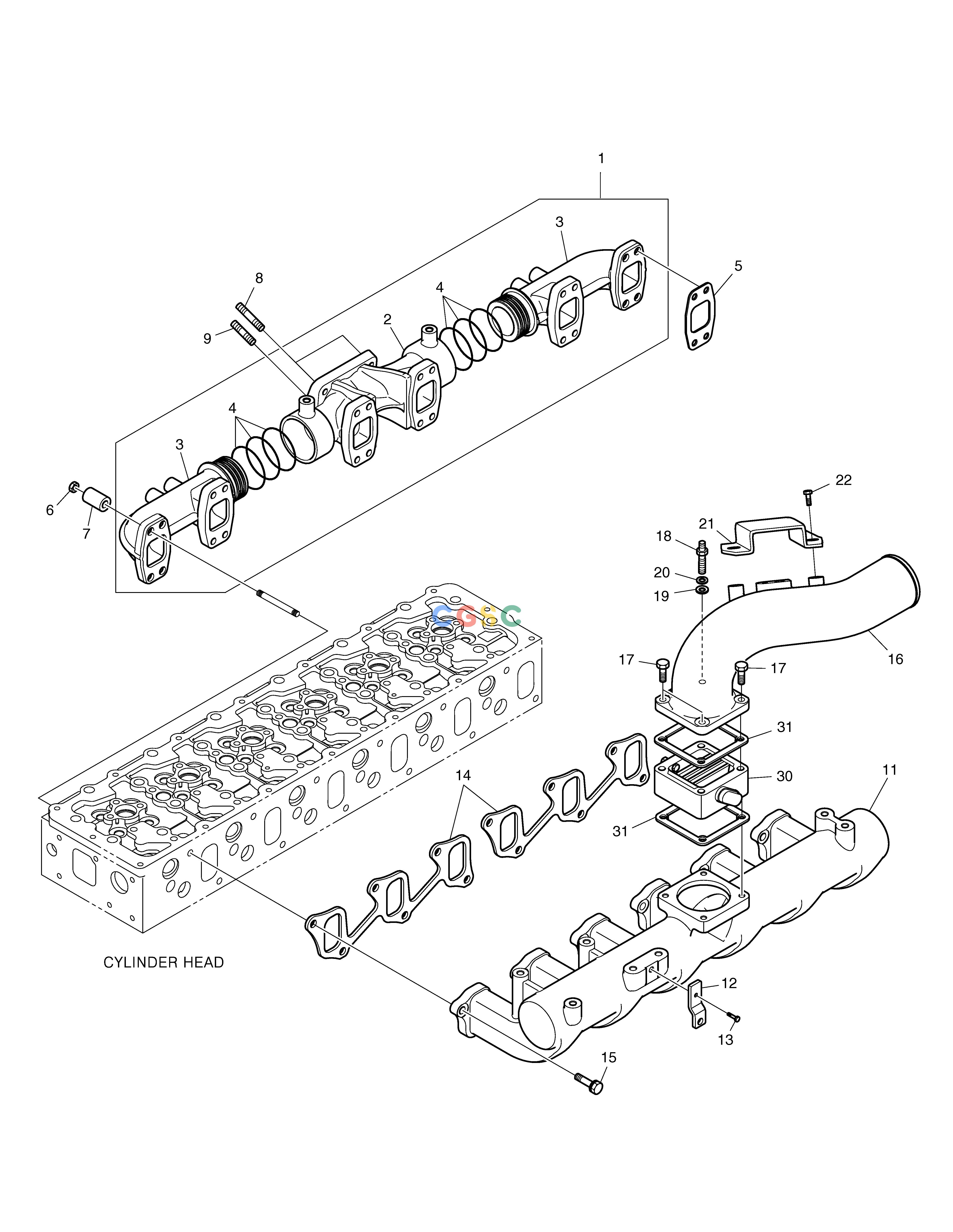 斗山零件查询INTAKE & EXHAUST MANIFOLD TXC225LC-2 Doosan parts catalog online