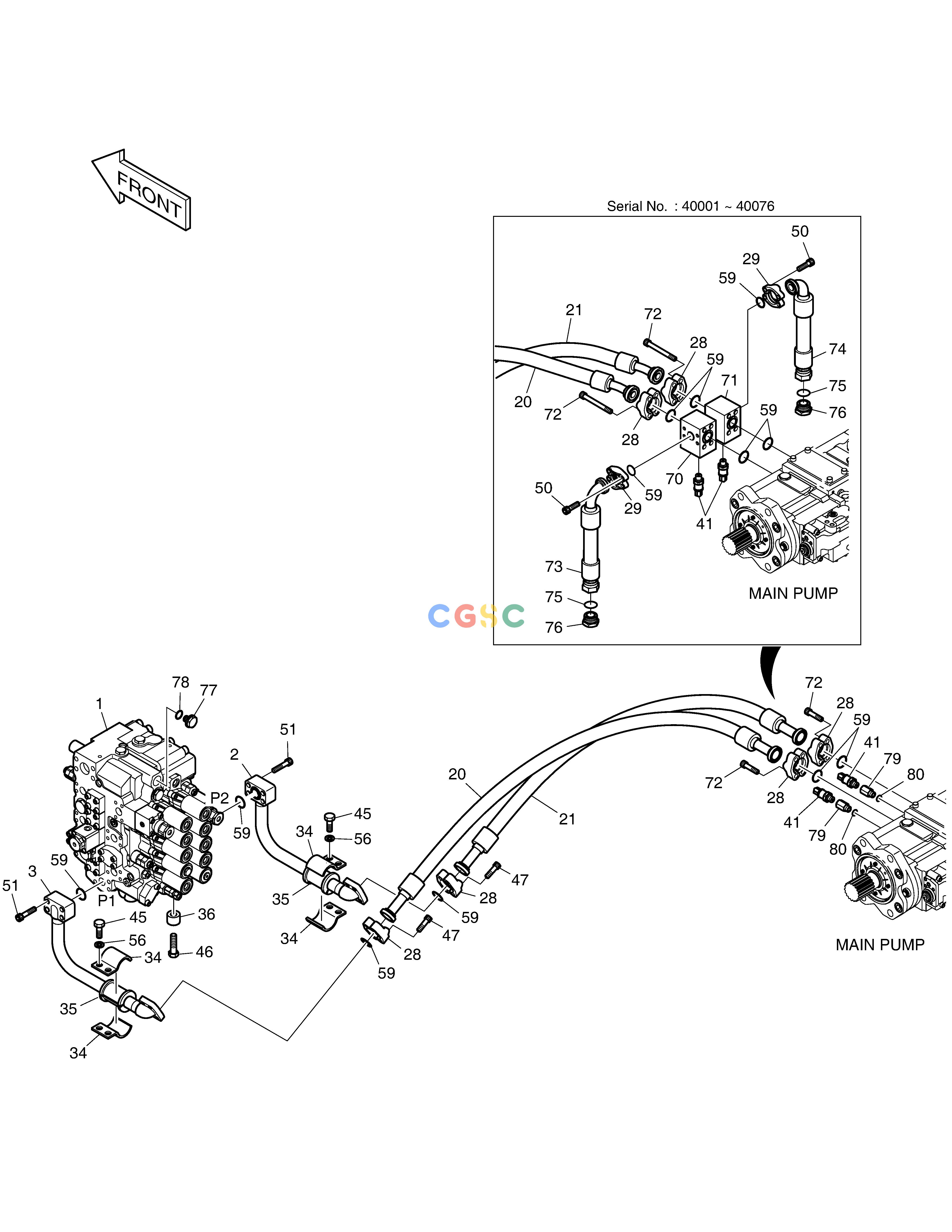 斗山零件查询MAIN PIPING(1) - PUMP TXC225LC-2 Doosan parts catalog online