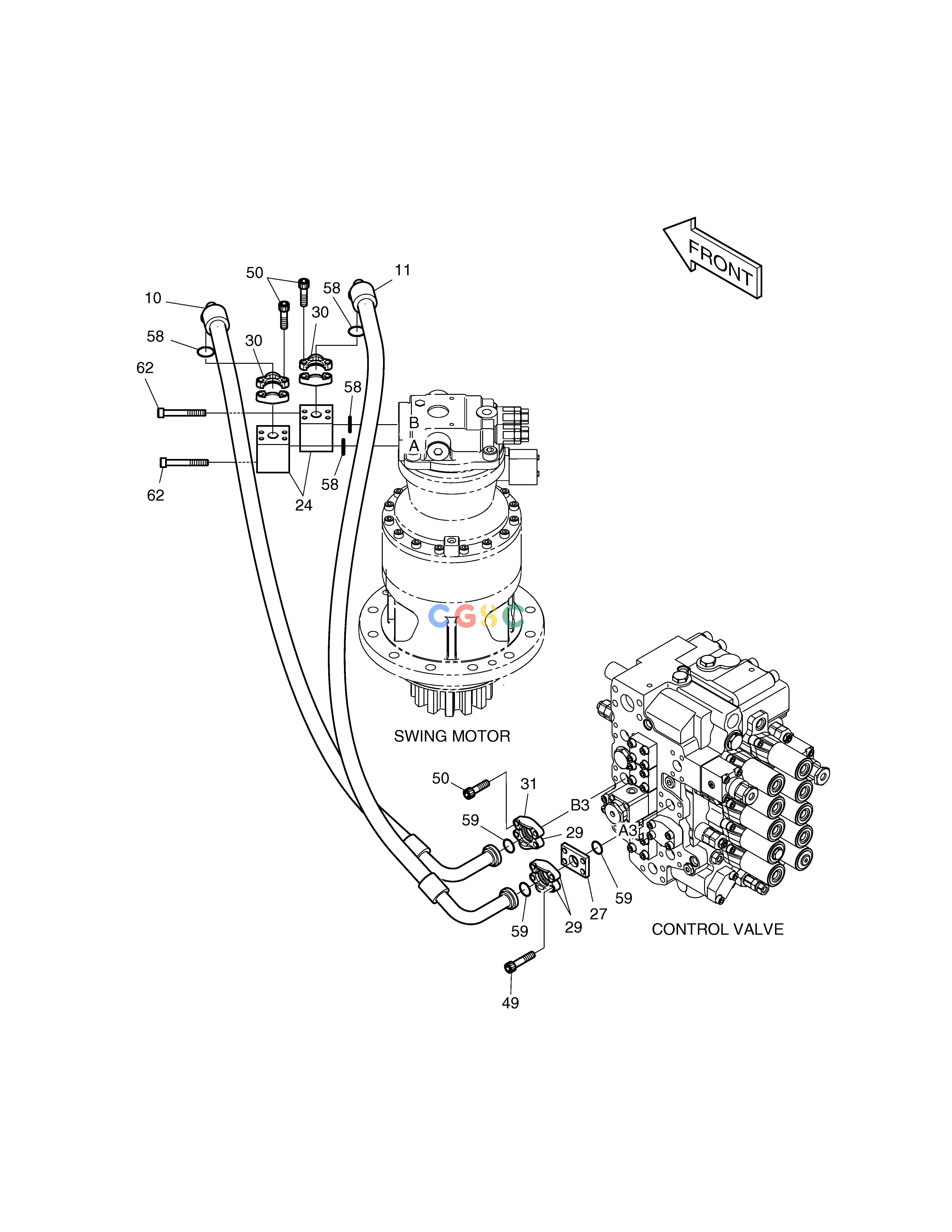 斗山零件查询MAIN PIPING(4) - SWING TXC225LC-2 Doosan parts catalog online