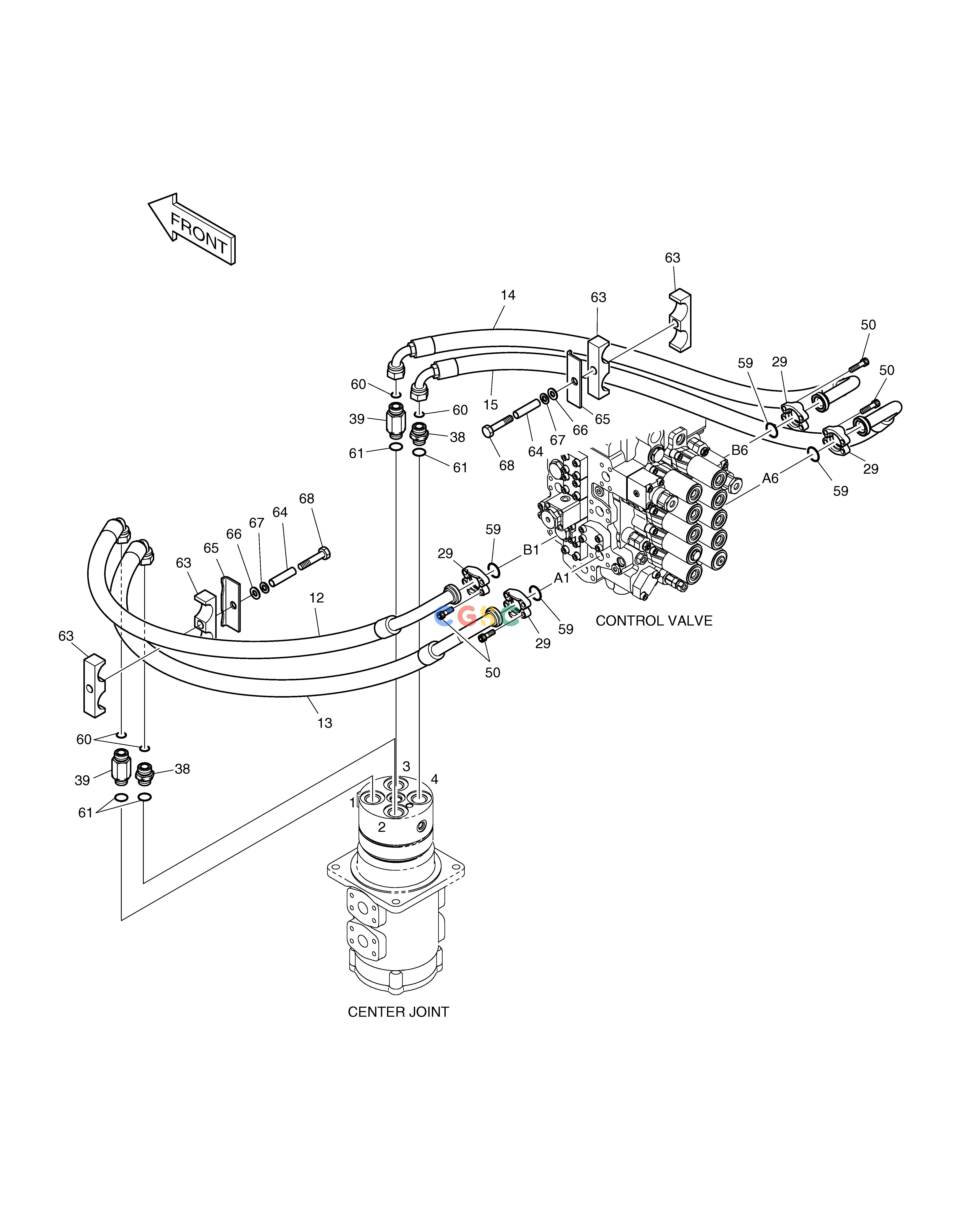 斗山零件查询MAIN PIPING(5) - CENTER JOINT TXC225LC-2 Doosan parts catalog online