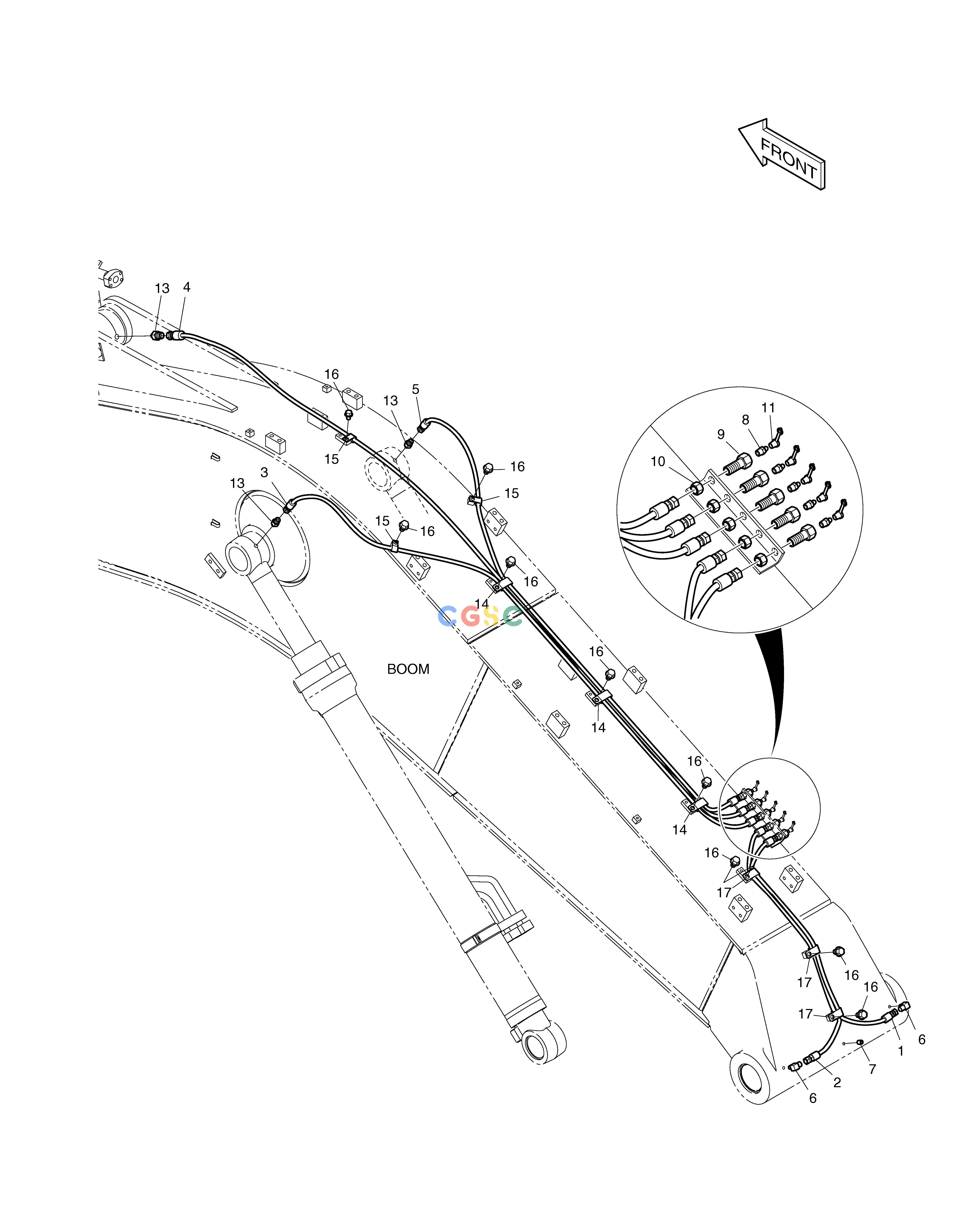 斗山零件查询LUBRICATION PIPING - BOOM TXC225LC-2 Doosan parts catalog online