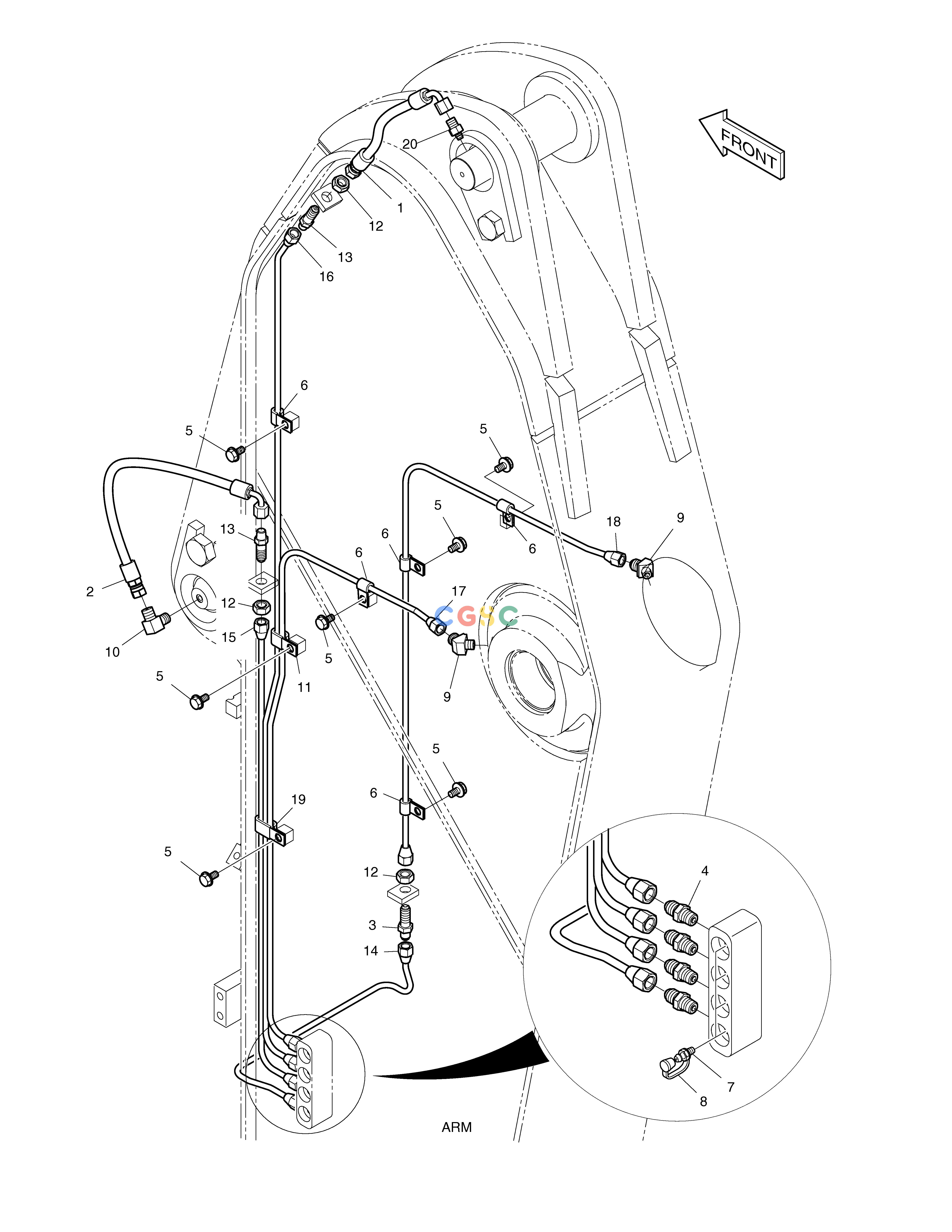 斗山零件查询LUBRICATION PIPING - ARM TXC225LC-2 Doosan parts catalog online