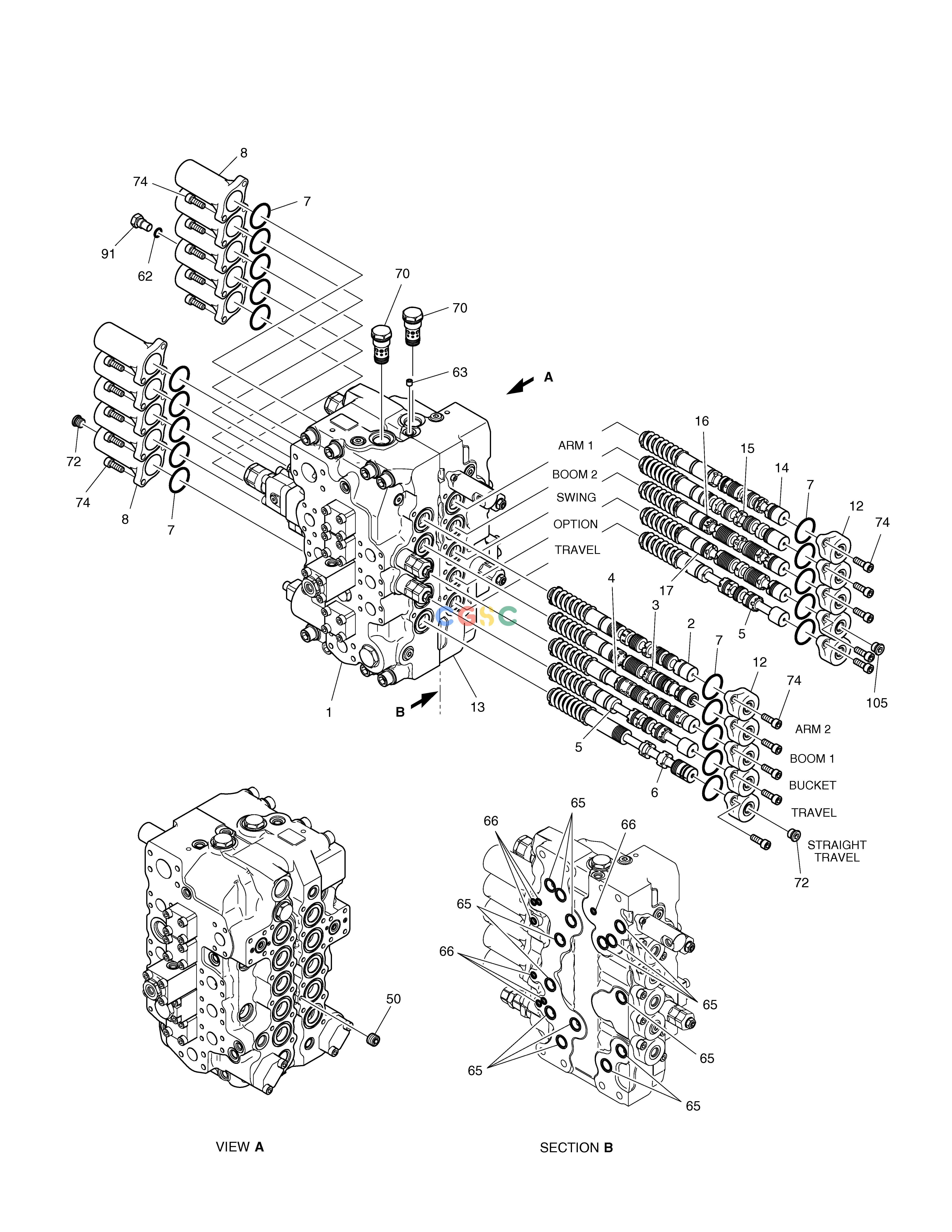 斗山零件查询CONTROL VALVE(2) TXC225LC-2 Doosan parts catalog online