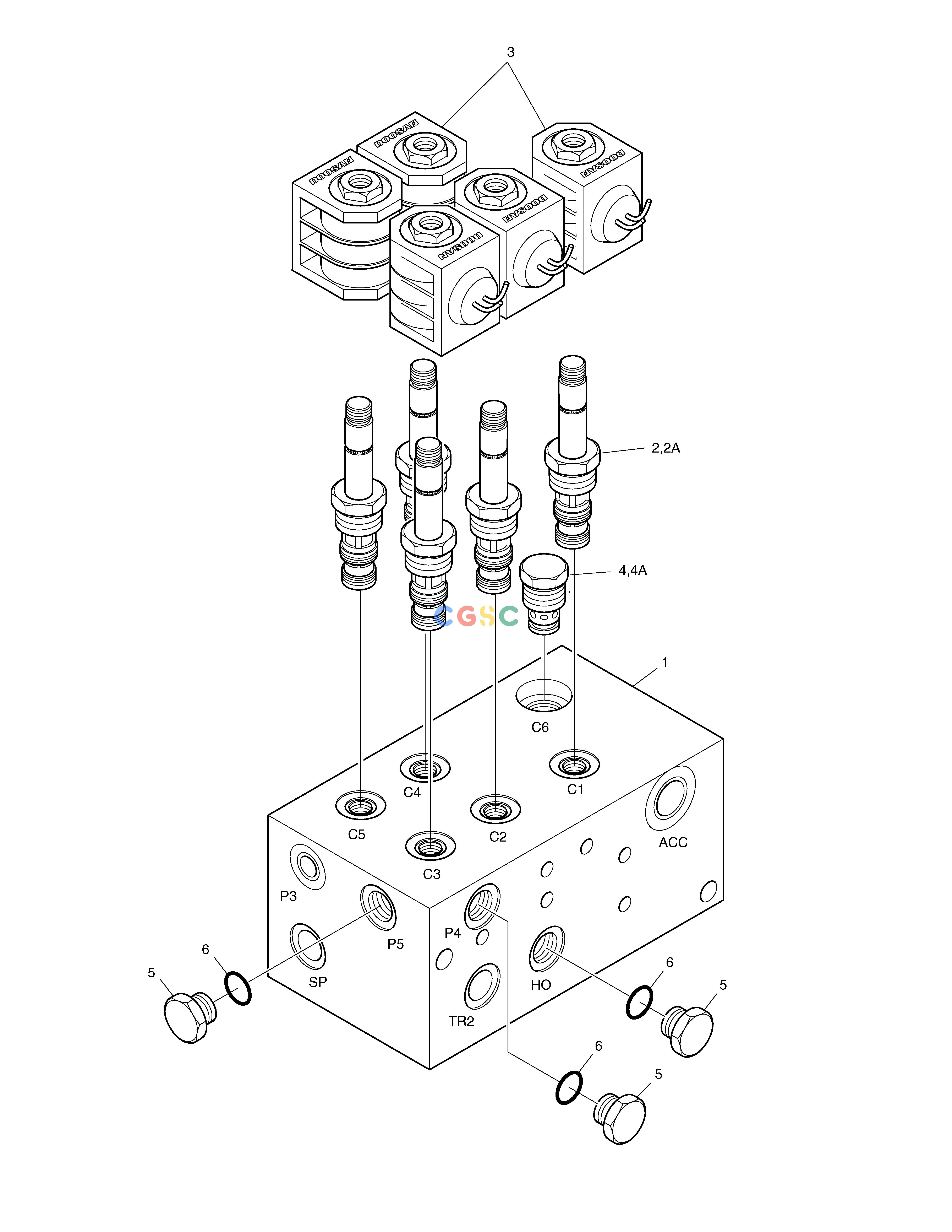 斗山零件查询SOLENOID VALVE TXC225LC-2 Doosan parts catalog online