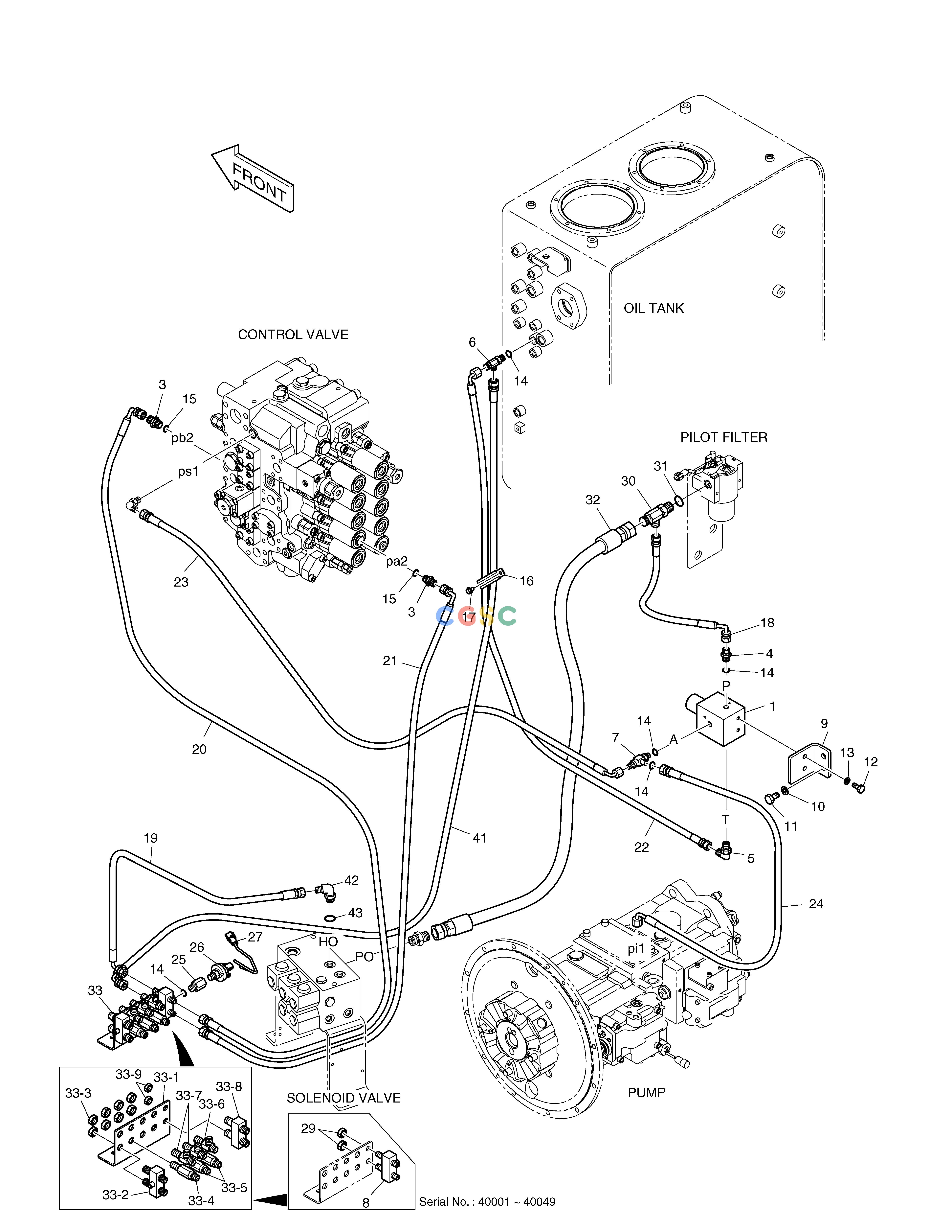 斗山零件查询PILOT PIPING - ONE & TWO WAY TXC225LC-2 Doosan parts catalog online